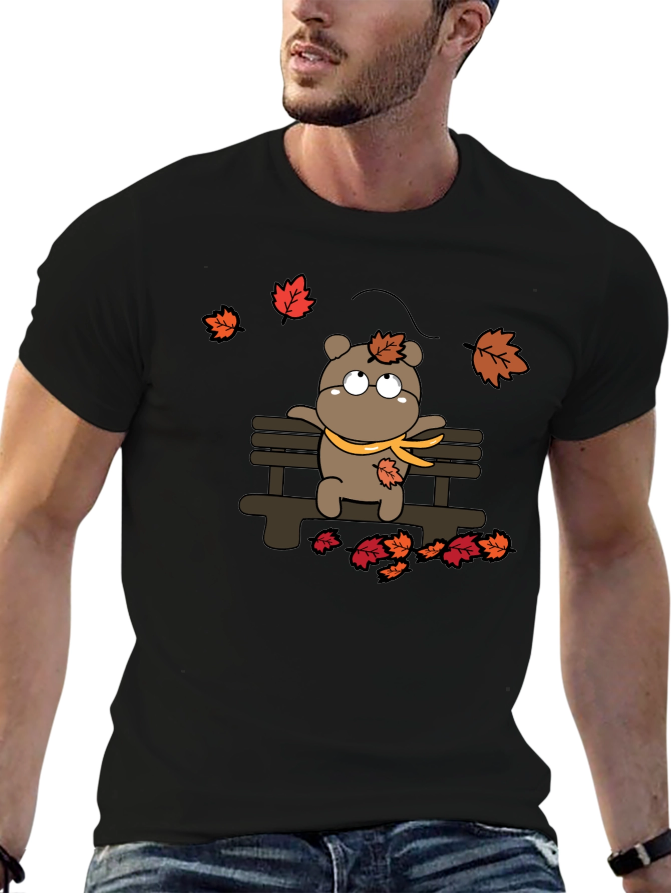 Autumn Bear T-Shirt: Cozy Cartoon Graphic Tee