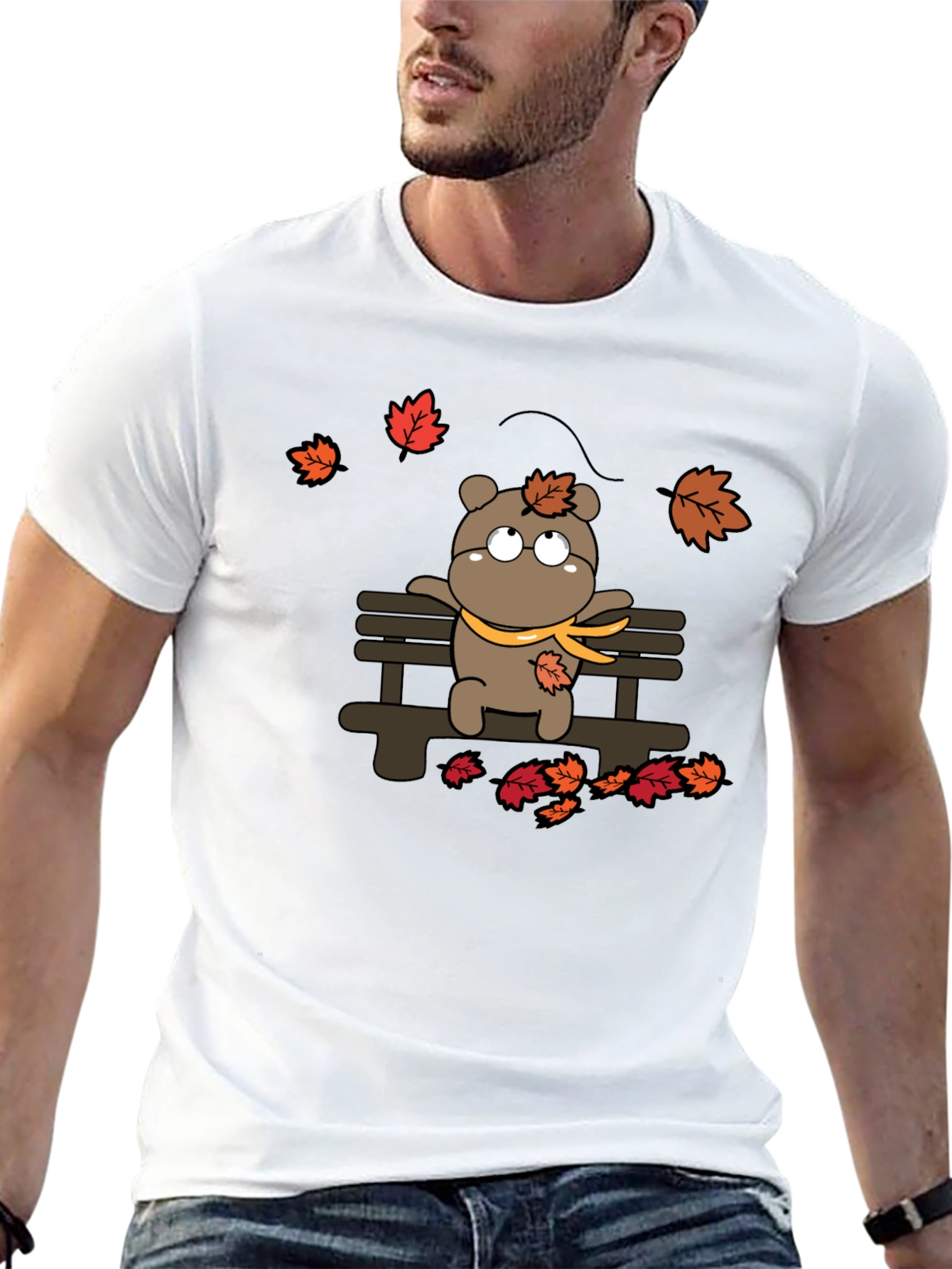 Autumn Bear T-Shirt: Cozy Cartoon Graphic Tee