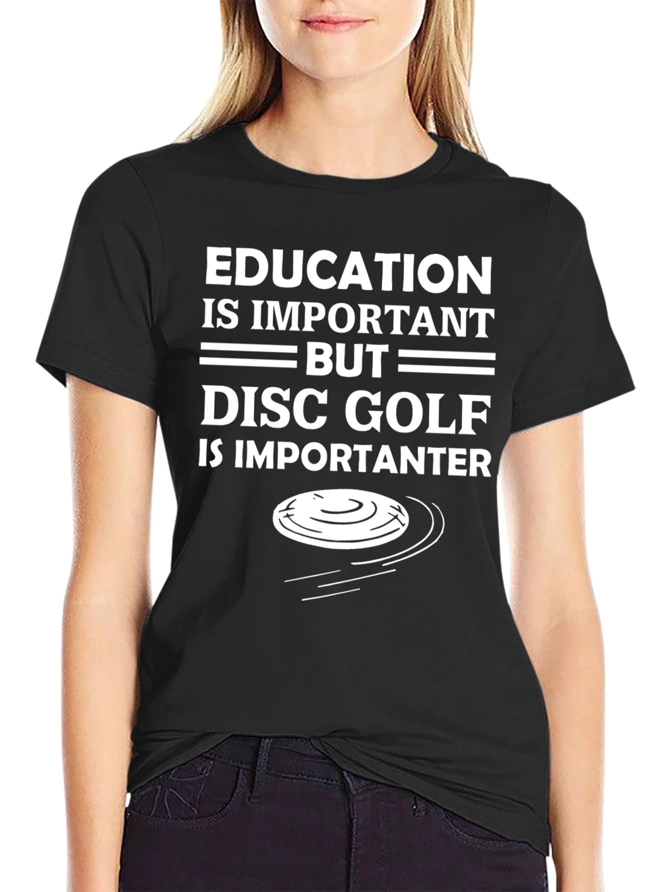 Funny Disc Golf T-Shirt - Education Important But...