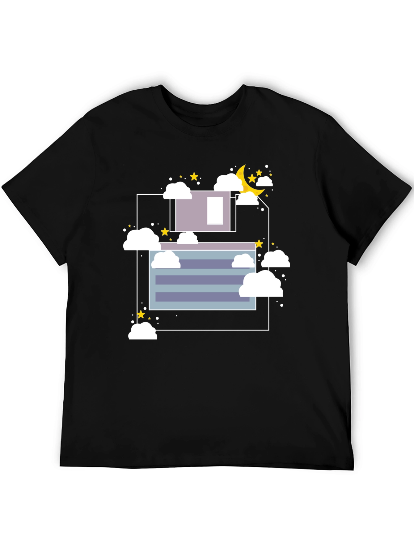 Dreamy Night Graphic Tee - Black Cotton T-Shirt