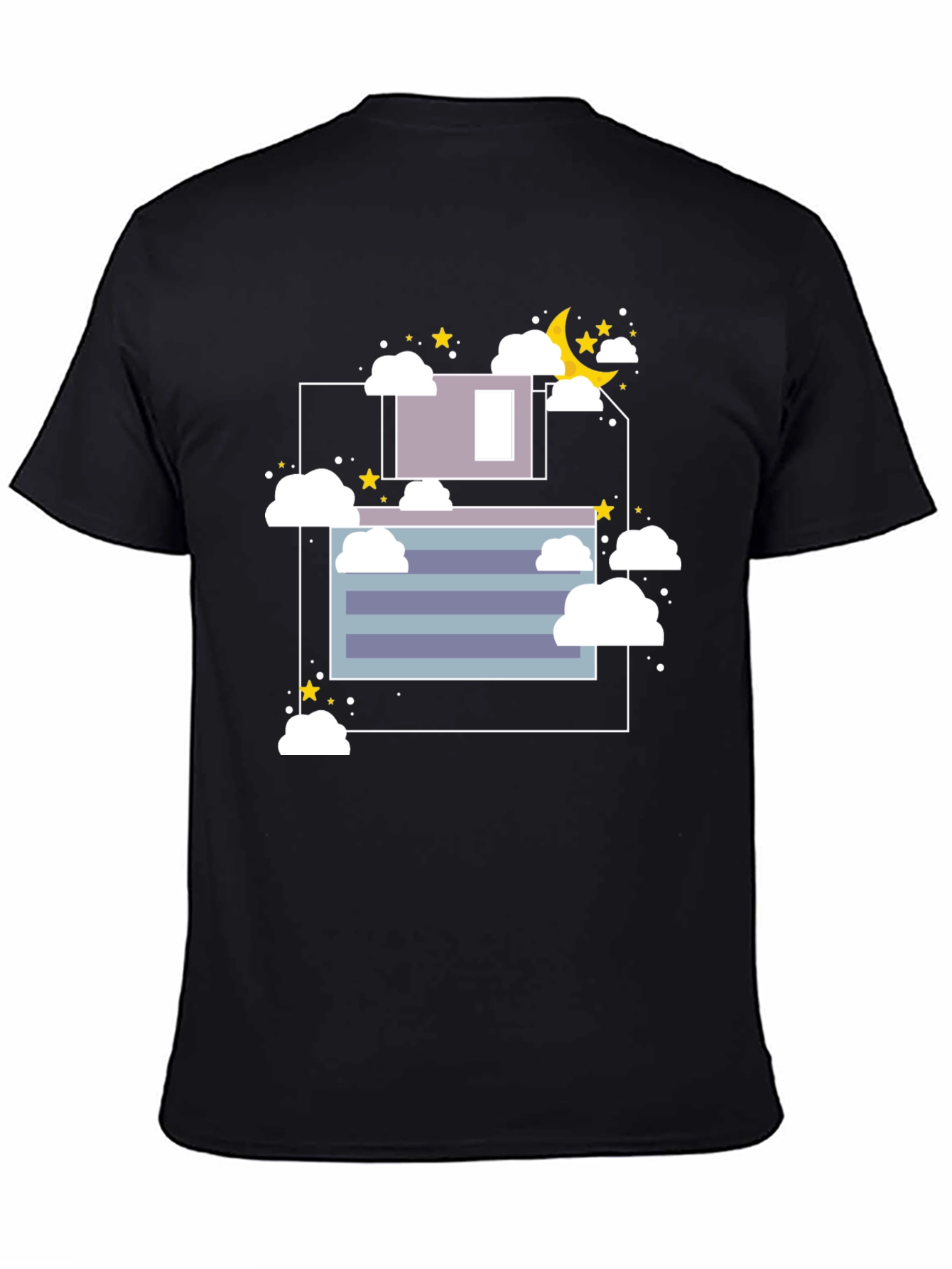 Dreamy Night Graphic Tee - Black Cotton T-Shirt