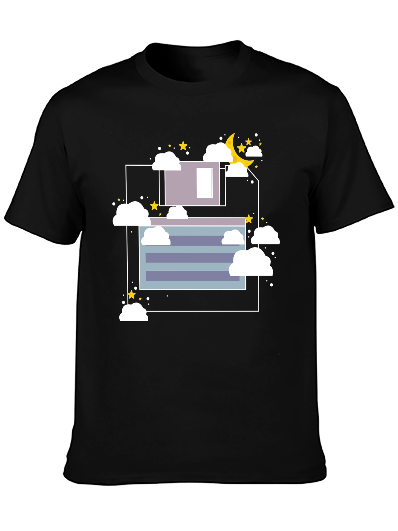 Dreamy Night Graphic Tee - Black Cotton T-Shirt