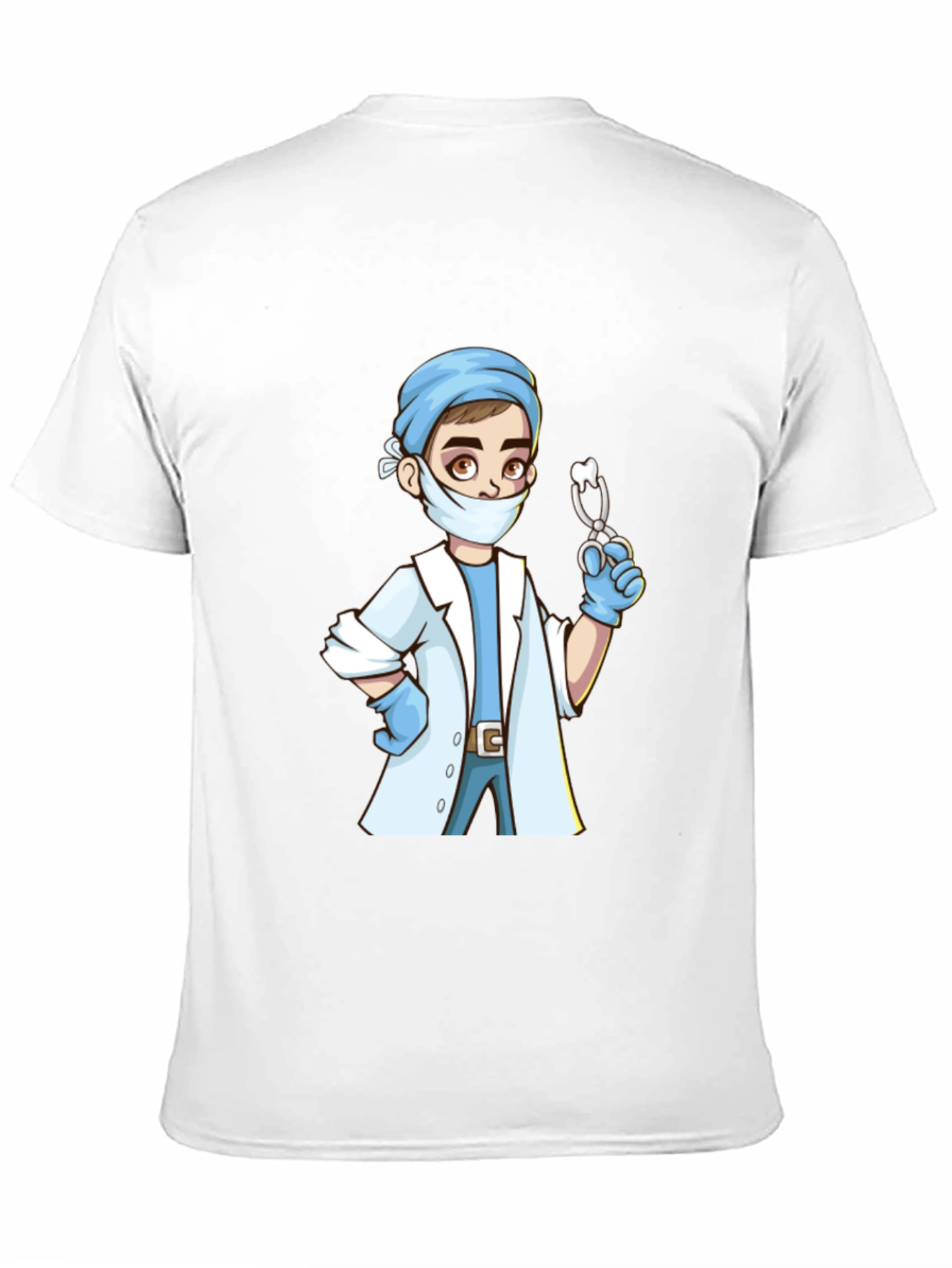 Cartoon Doctor Graphic Print Black T-Shirt