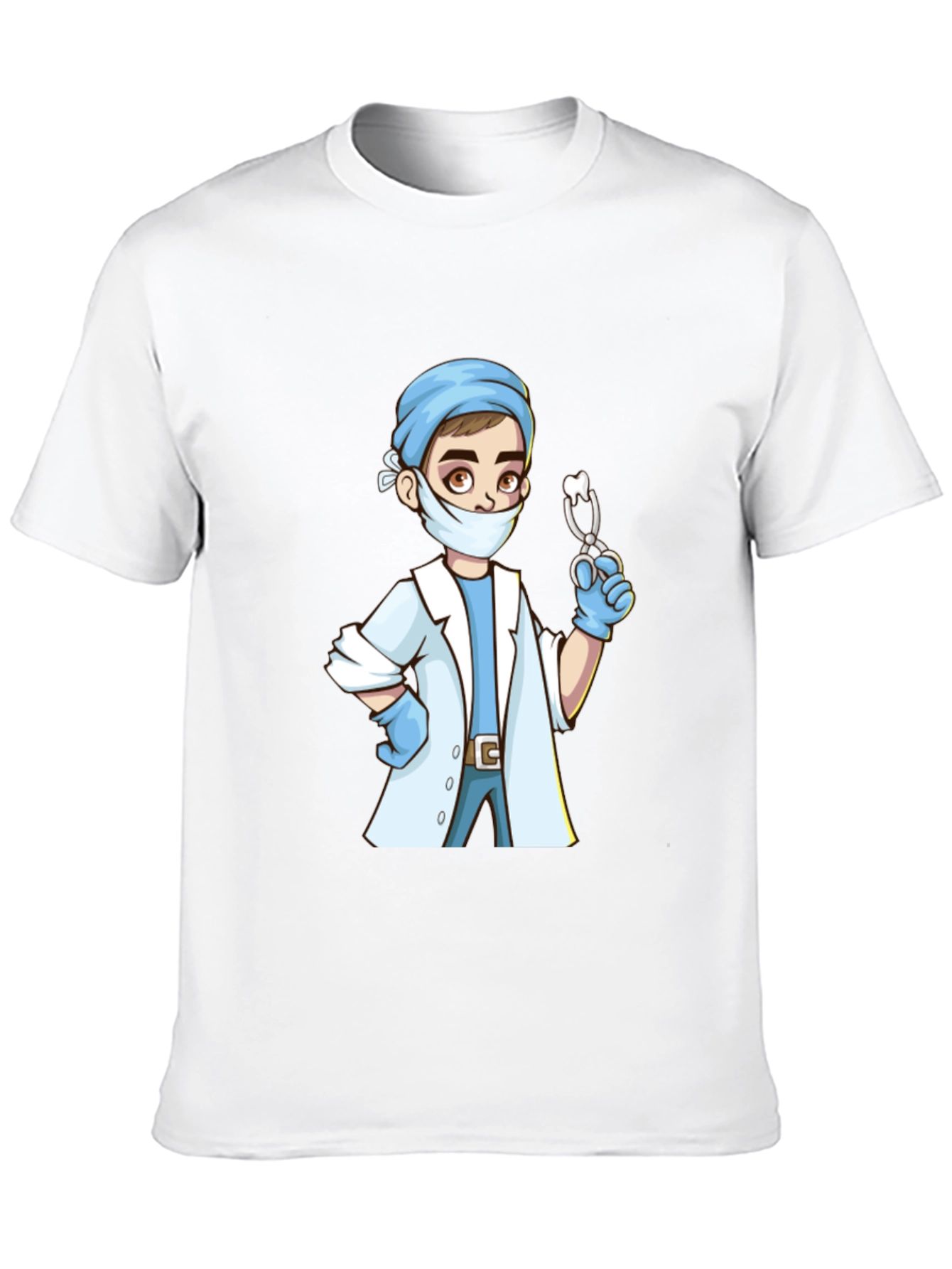 Cartoon Doctor Graphic Print Black T-Shirt