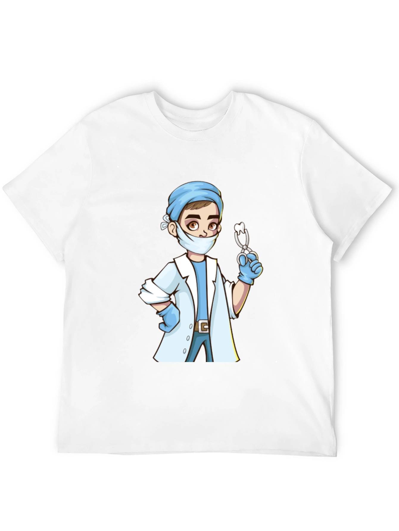 Cartoon Doctor Graphic Print Black T-Shirt