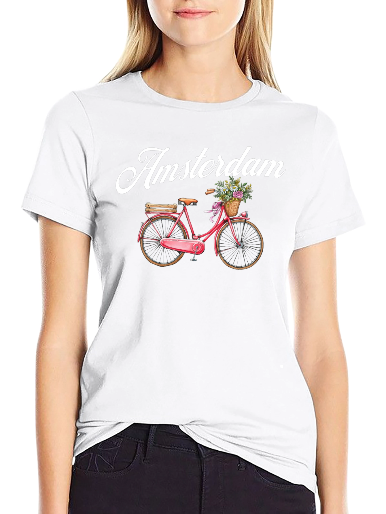 Amsterdam Bicycle Graphic Tee - Black Cotton T-Shirt