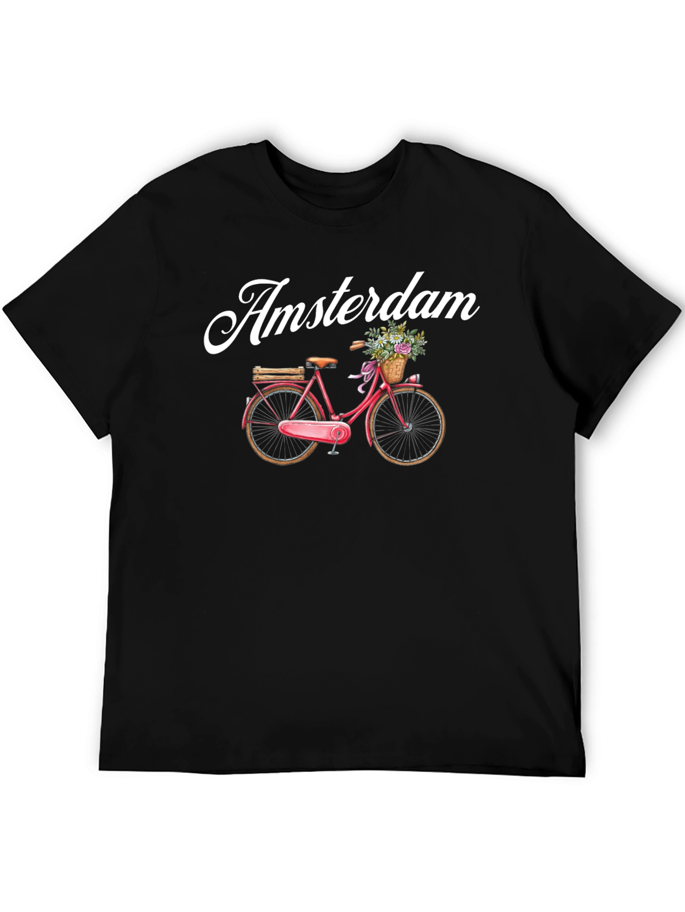 Amsterdam Bicycle Graphic Tee - Black Cotton T-Shirt