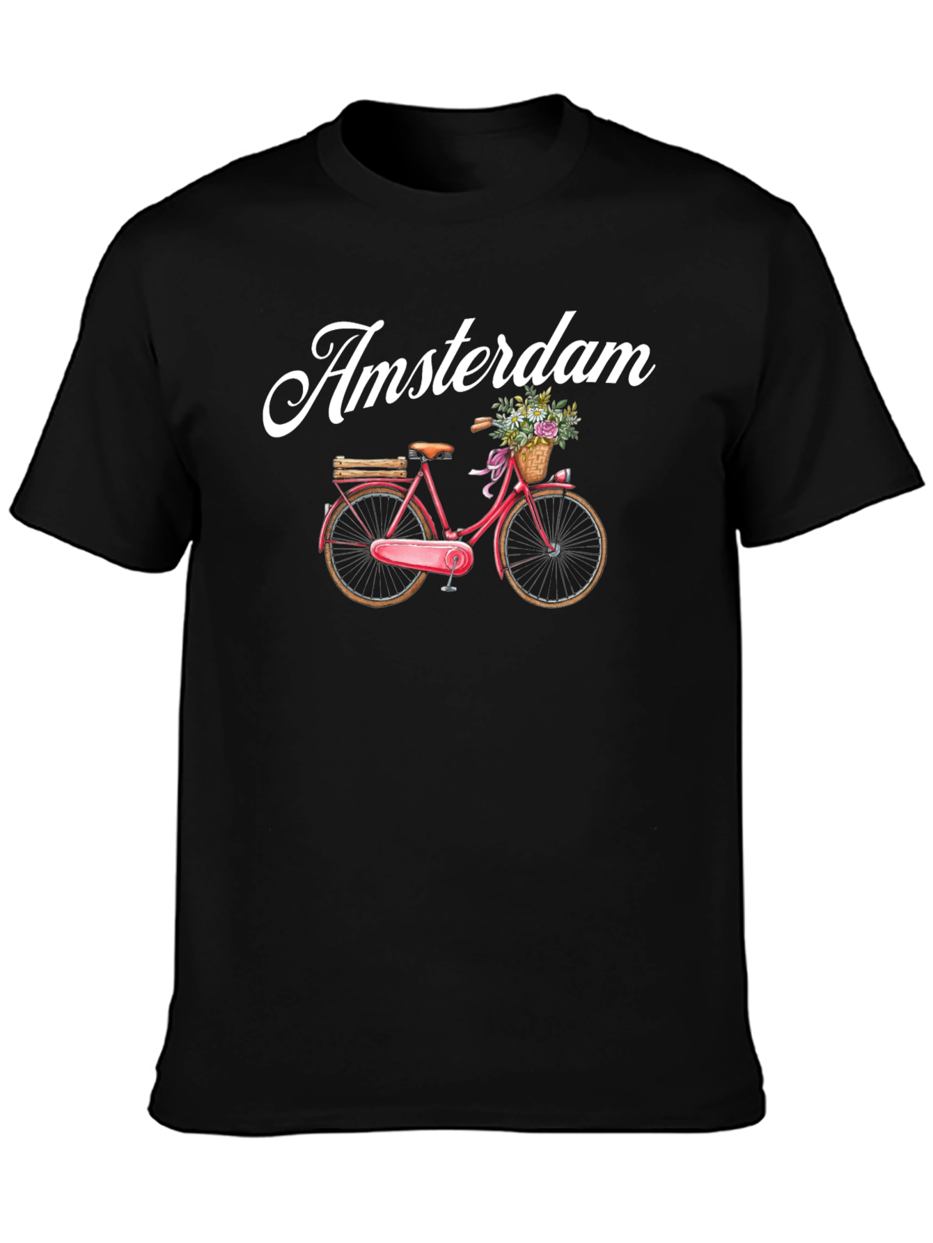 Amsterdam Bicycle Graphic Tee - Black Cotton T-Shirt