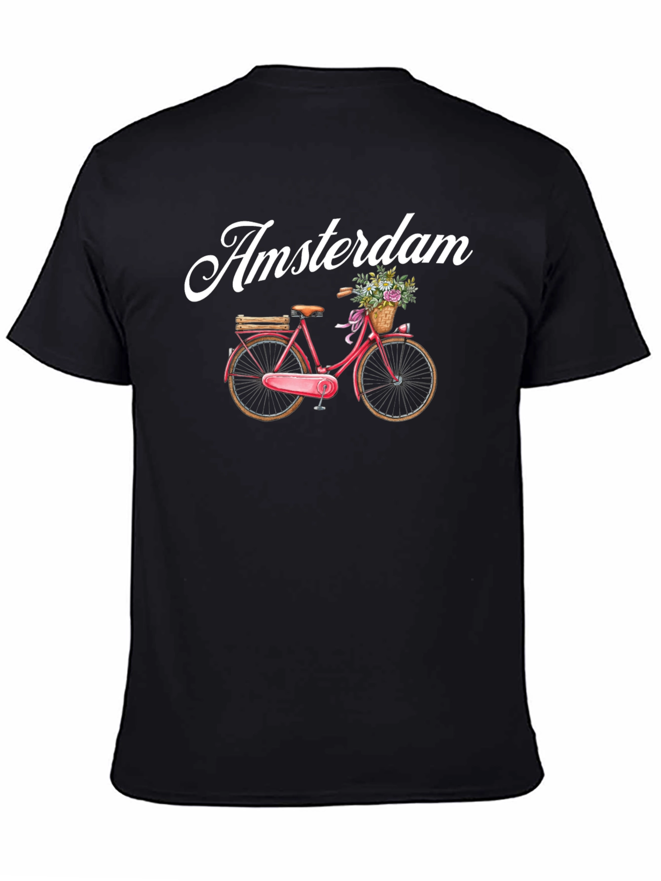 Amsterdam Bicycle Graphic Tee - Black Cotton T-Shirt