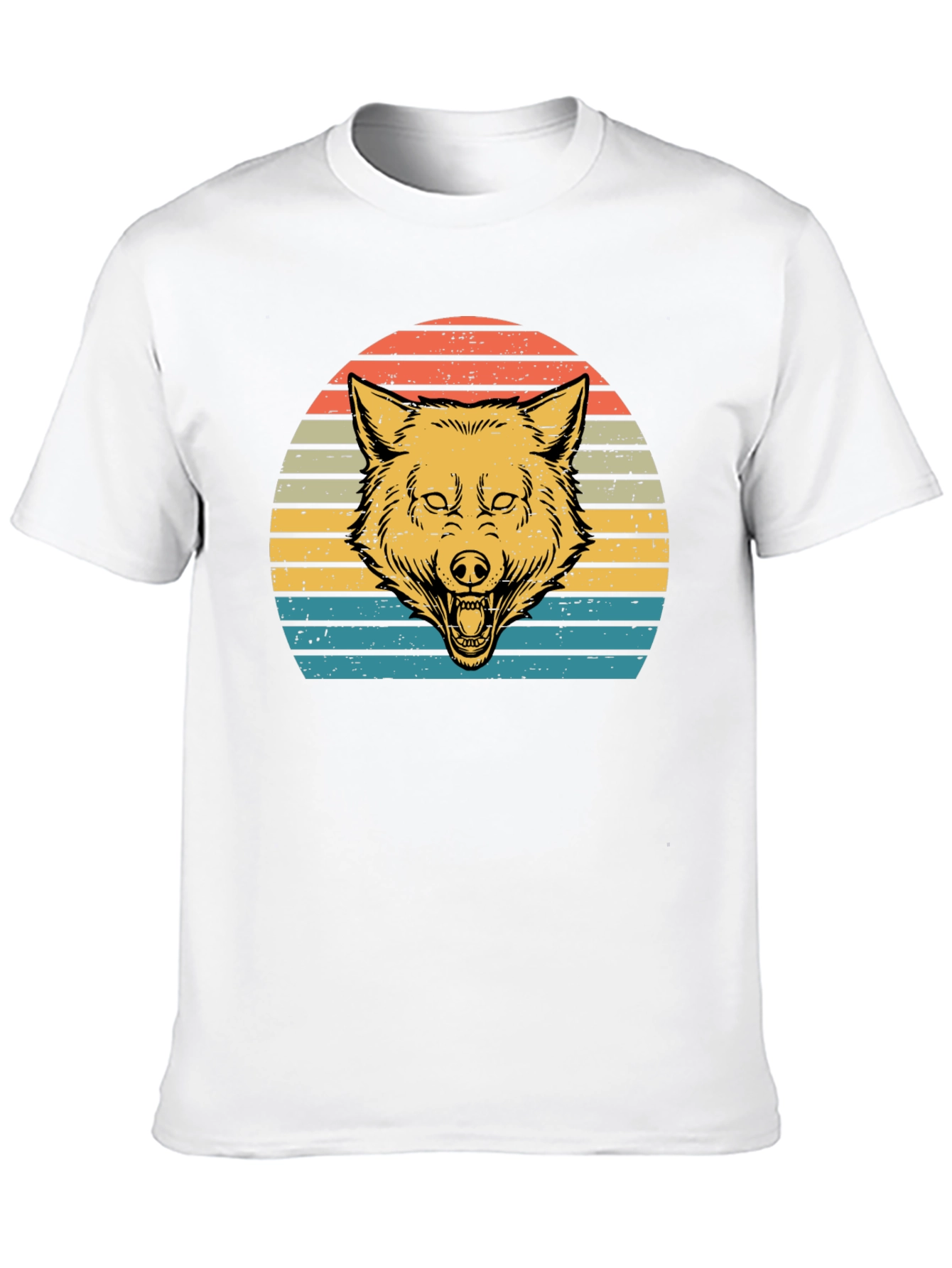 Retro Wolf Sunset Graphic Tee - Black