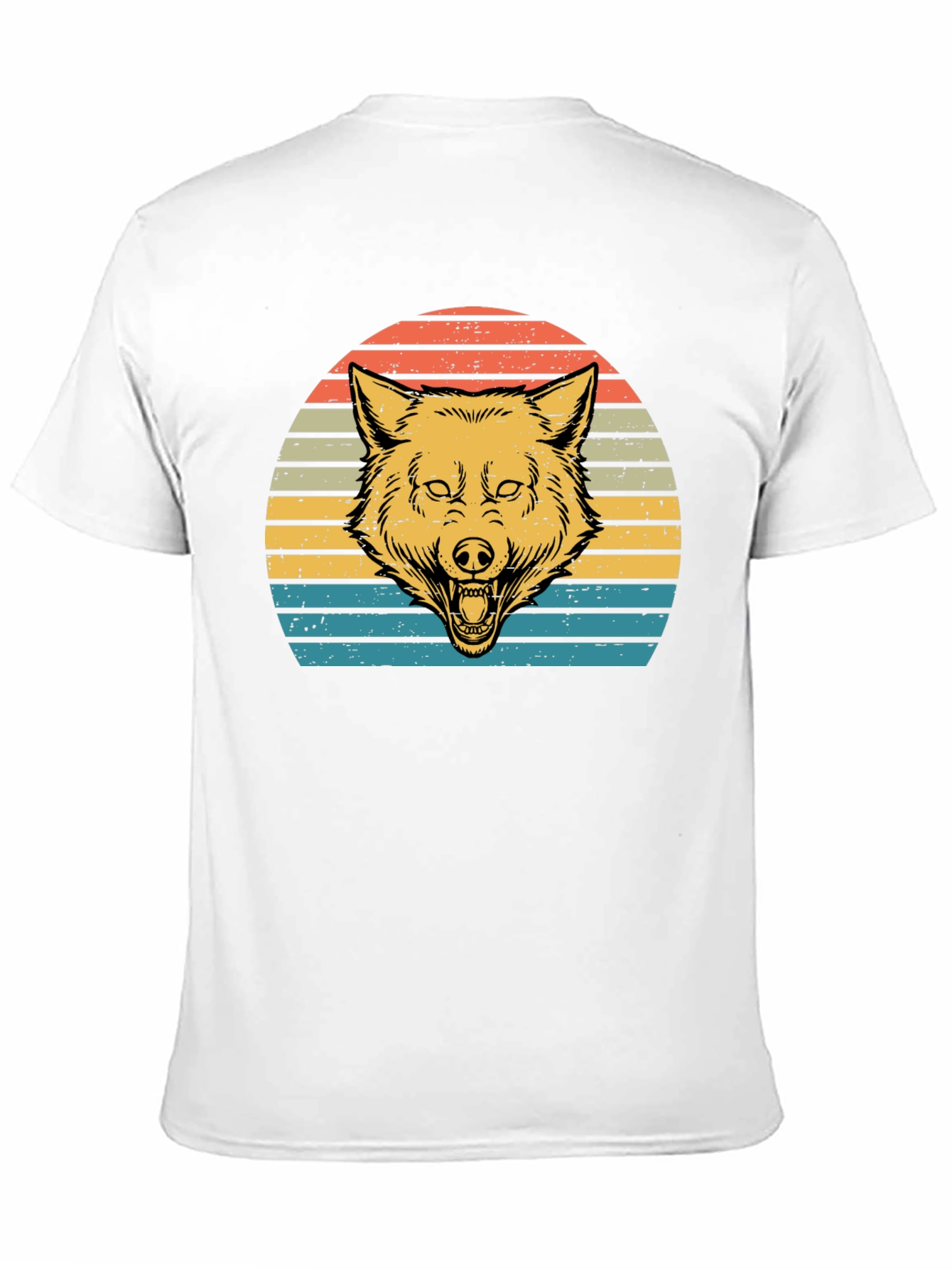 Retro Wolf Sunset Graphic Tee - Black