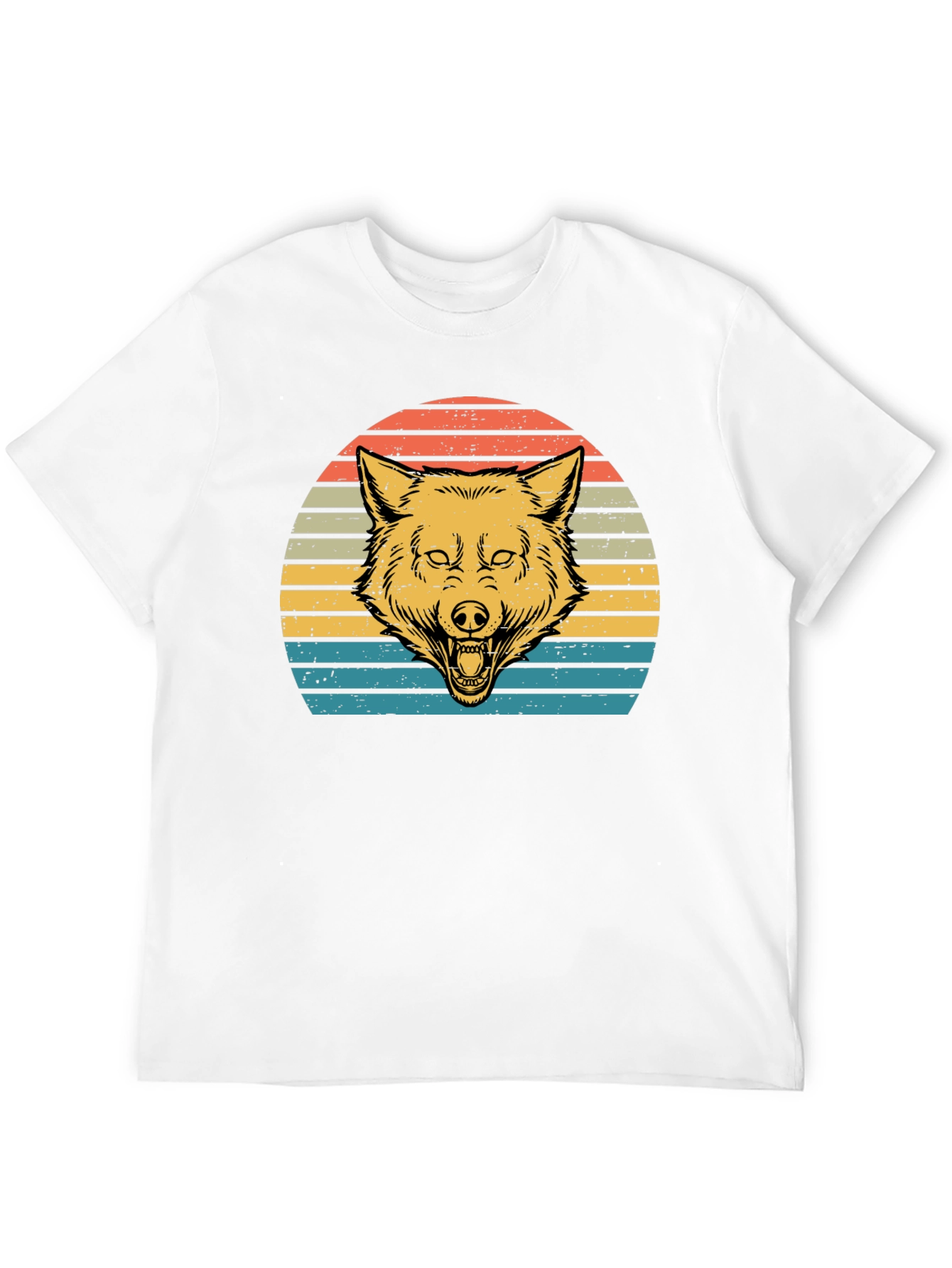 Retro Wolf Sunset Graphic Tee - Black