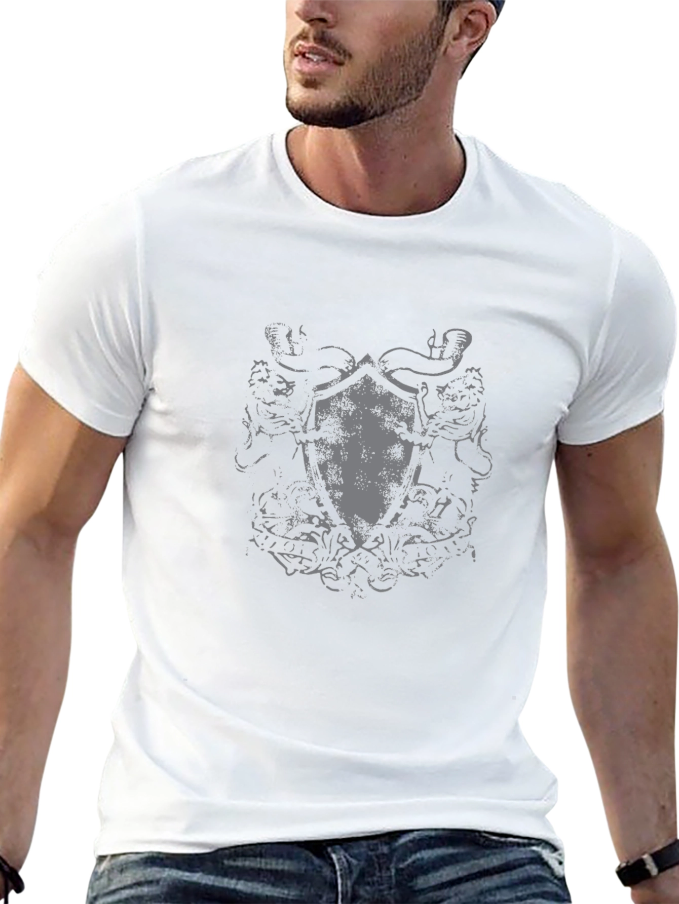 Black Graphic Tee with Shield Design