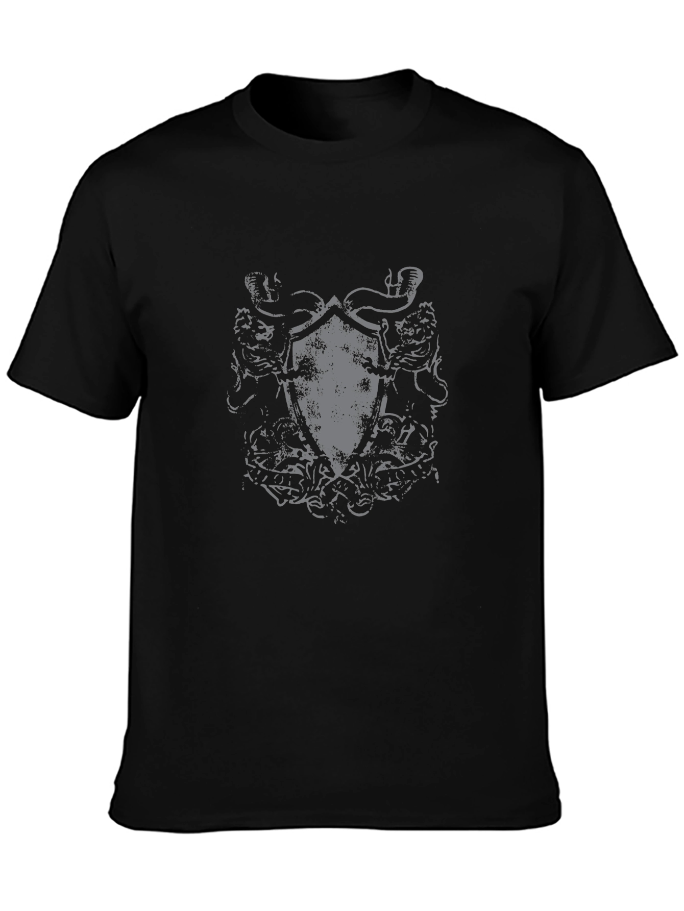 Black Graphic Tee with Shield Design