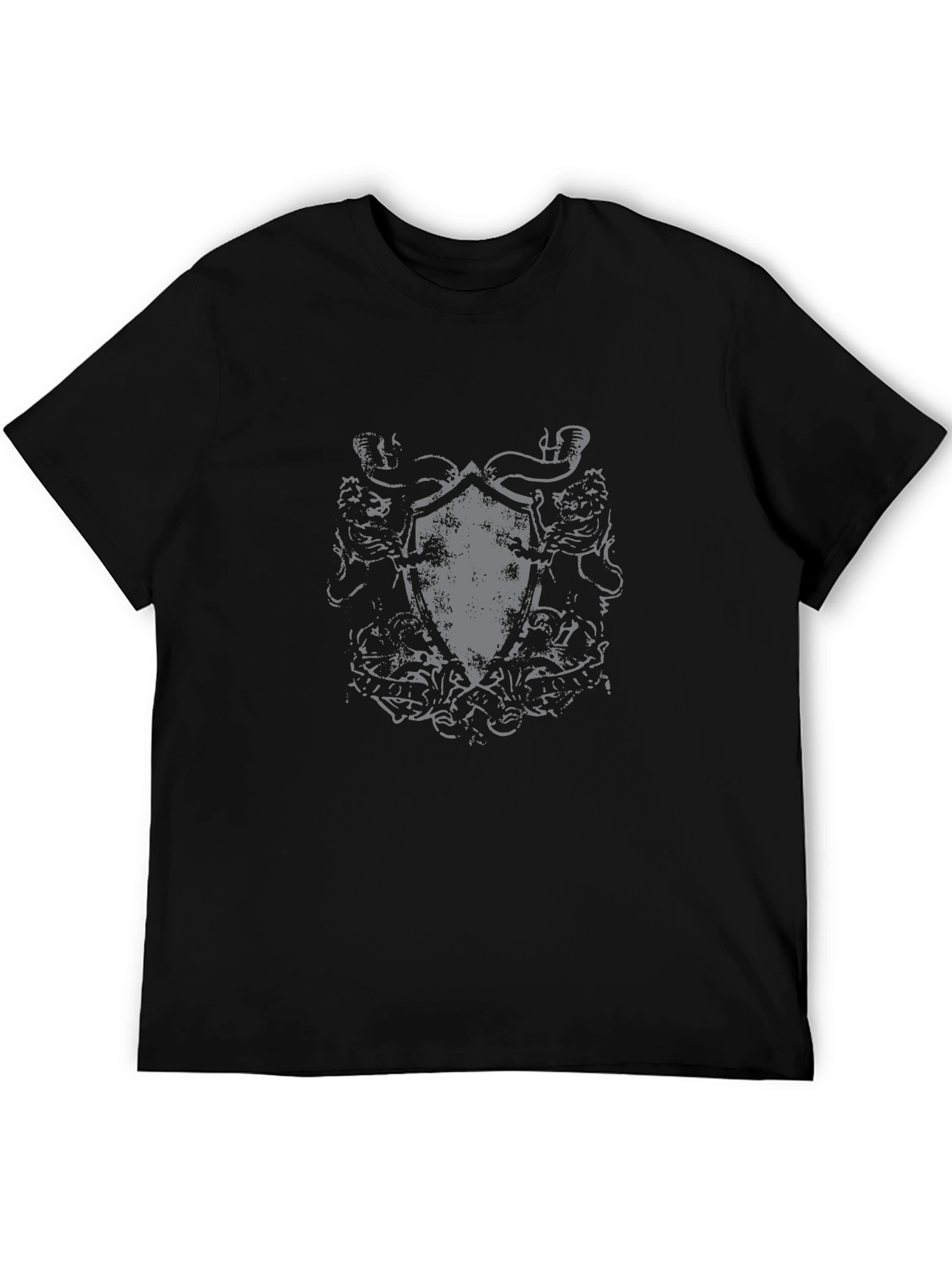 Black Graphic Tee with Shield Design