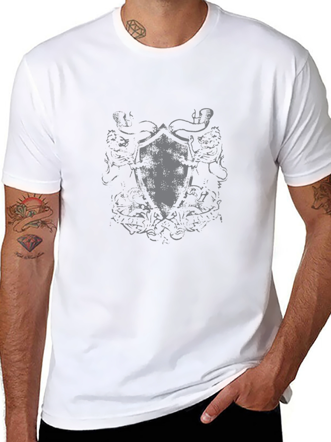 Black Graphic Tee with Shield Design