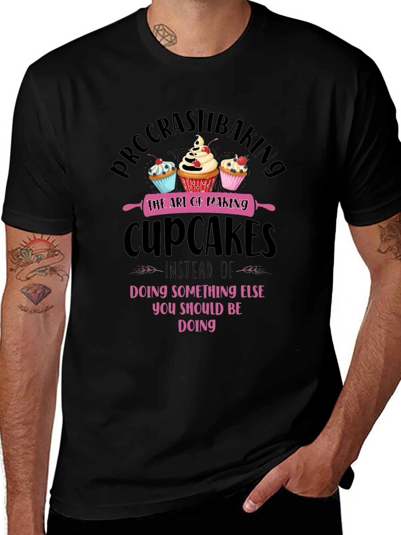 Procrastibaking Cupcake Graphic T-Shirt