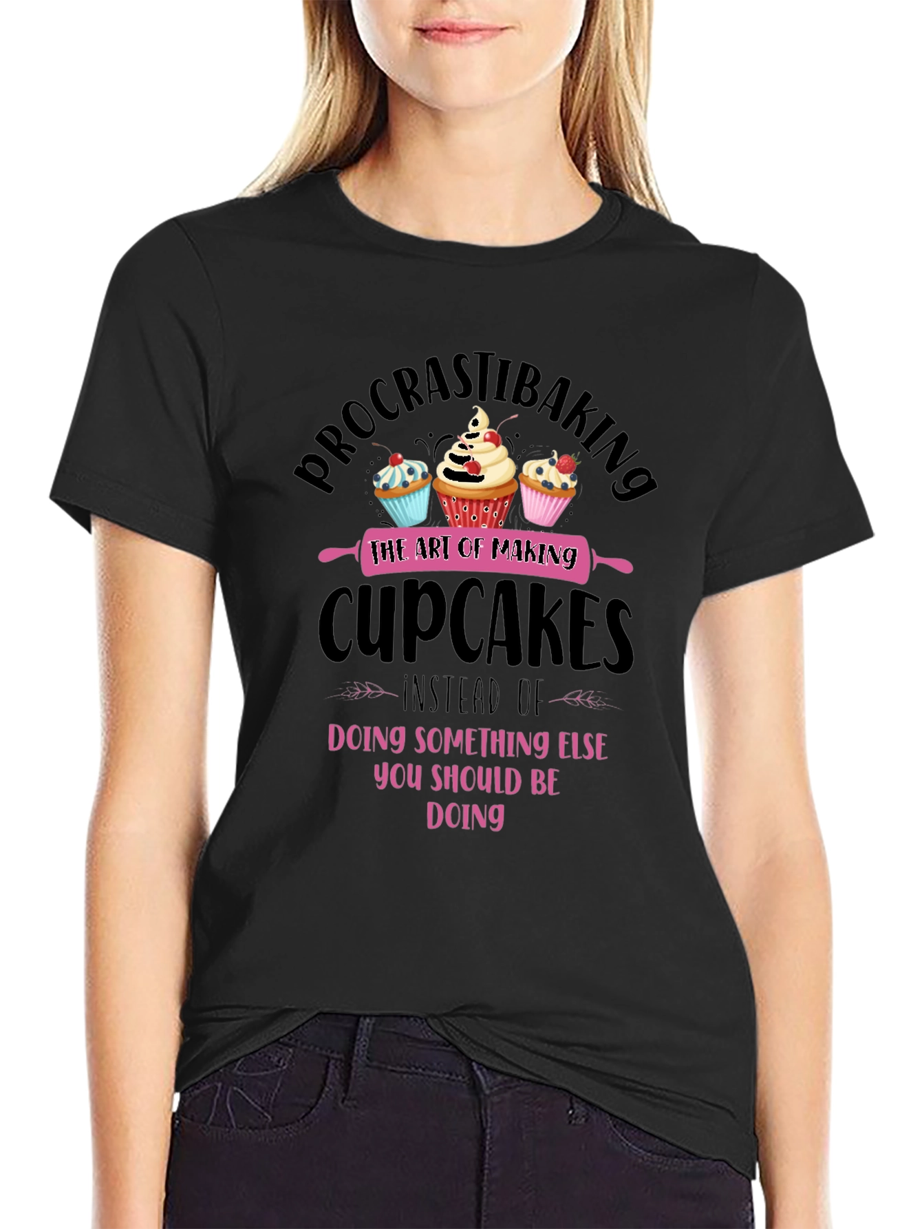 Procrastibaking Cupcake Graphic T-Shirt