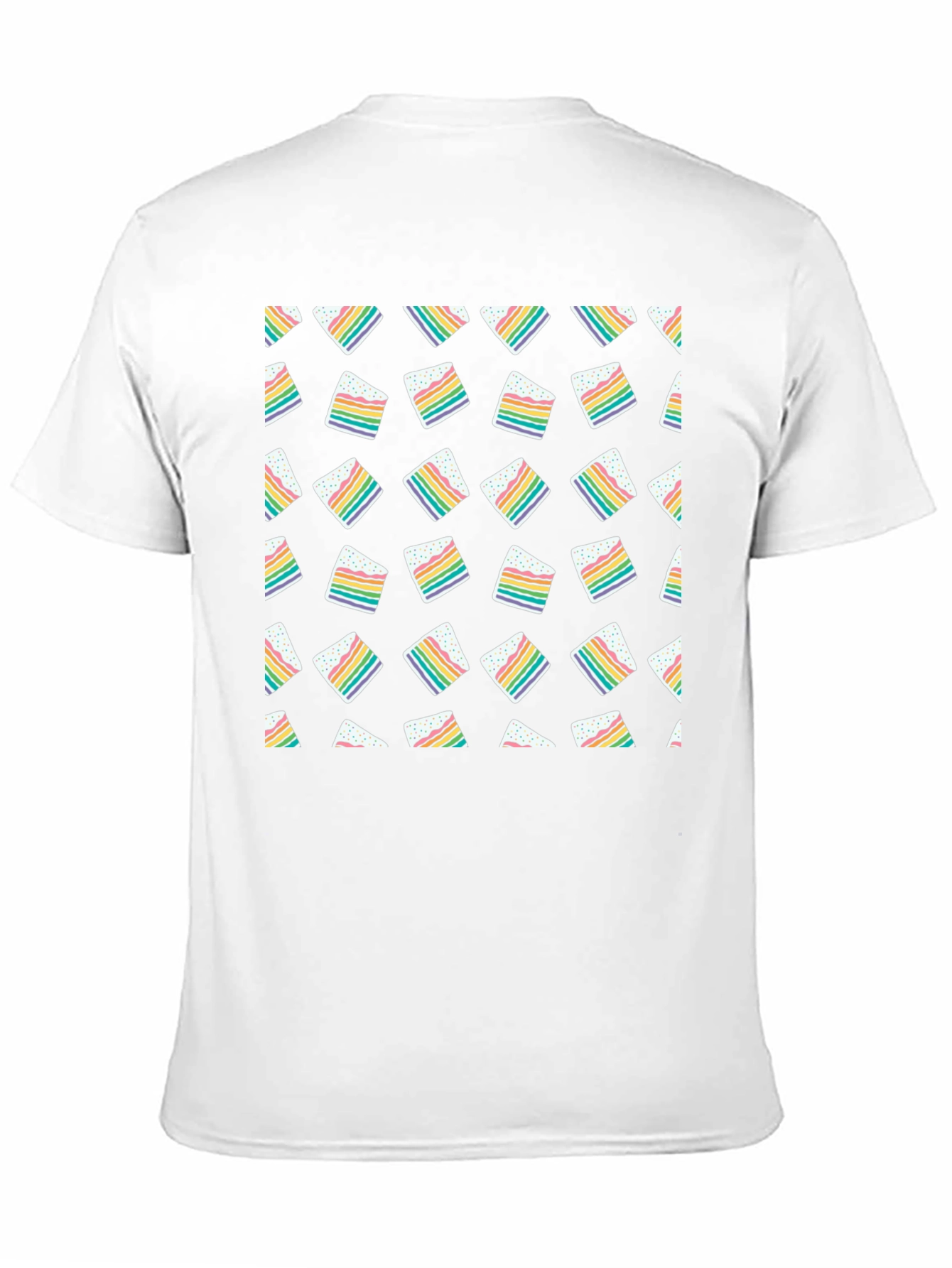 Rainbow Cake Slice Pattern Black T-Shirt