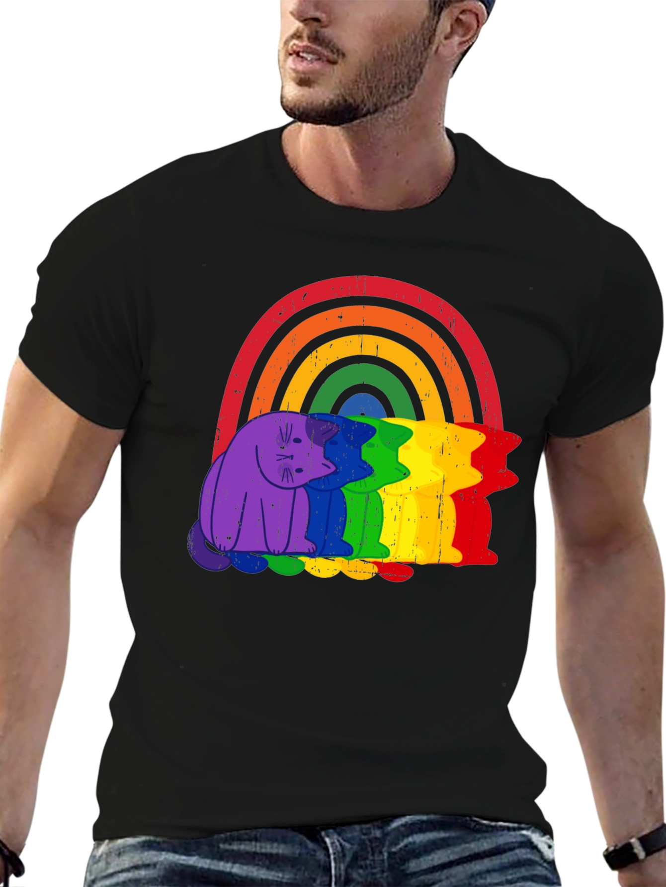 Rainbow Cat Graphic Tee - Pride Apparel