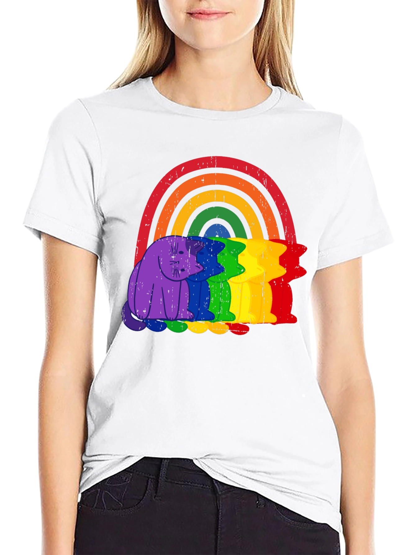 Rainbow Cat Graphic Tee - Pride Apparel