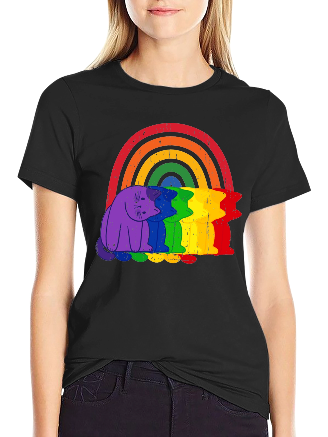 Rainbow Cat Graphic Tee - Pride Apparel