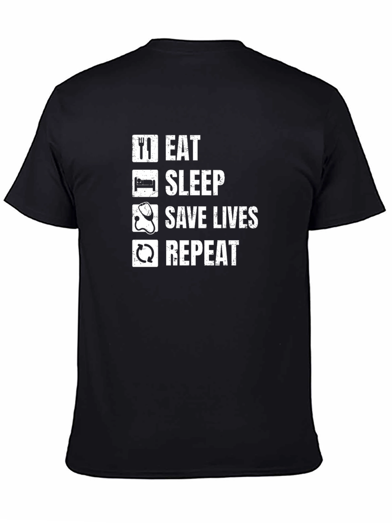 Eat Sleep Save Lives Repeat Graphic Tee - Black