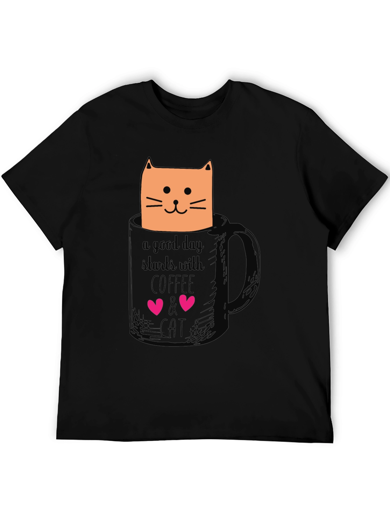 Coffee and Cat Graphic T-Shirt