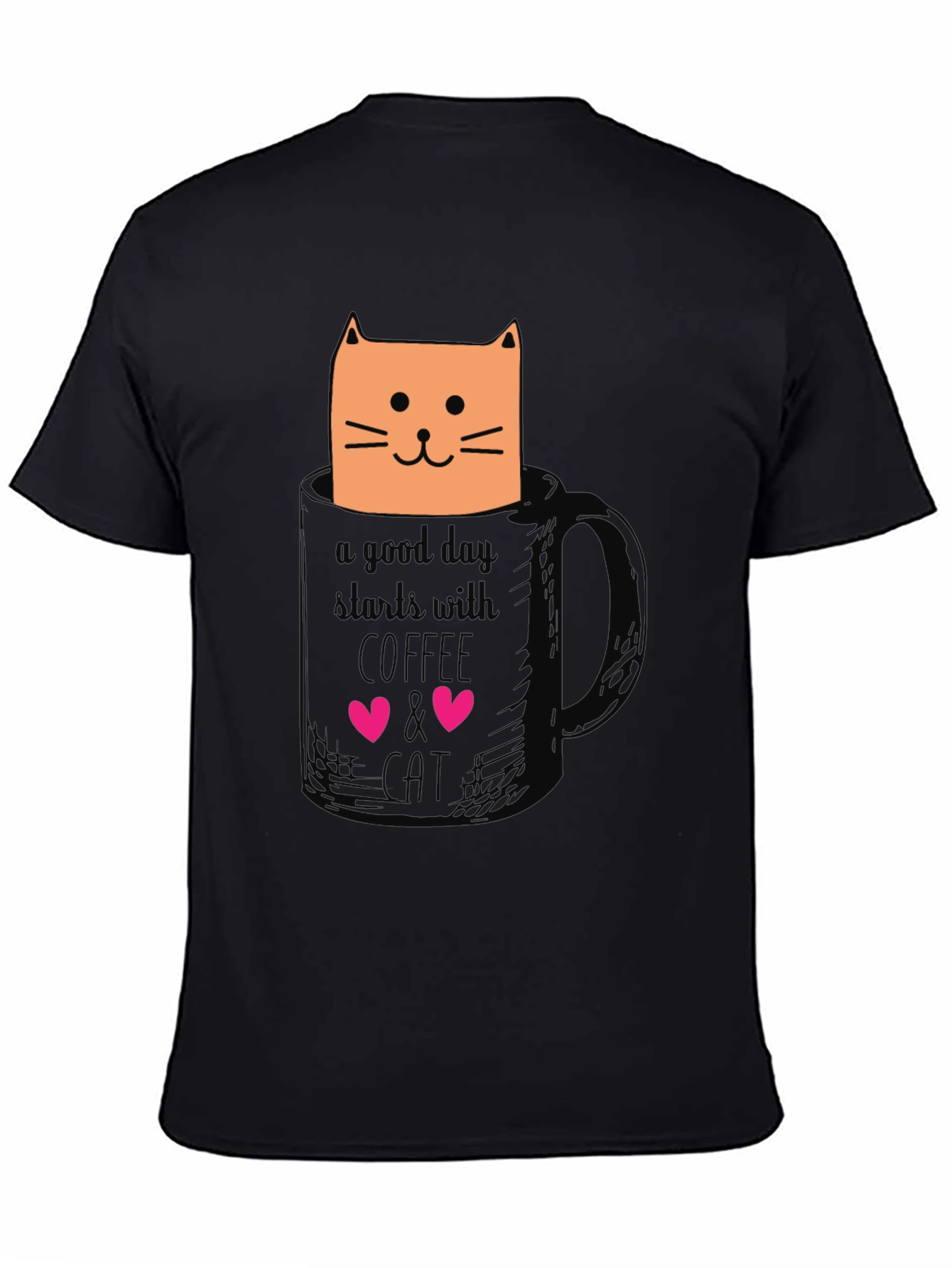 Coffee and Cat Graphic T-Shirt