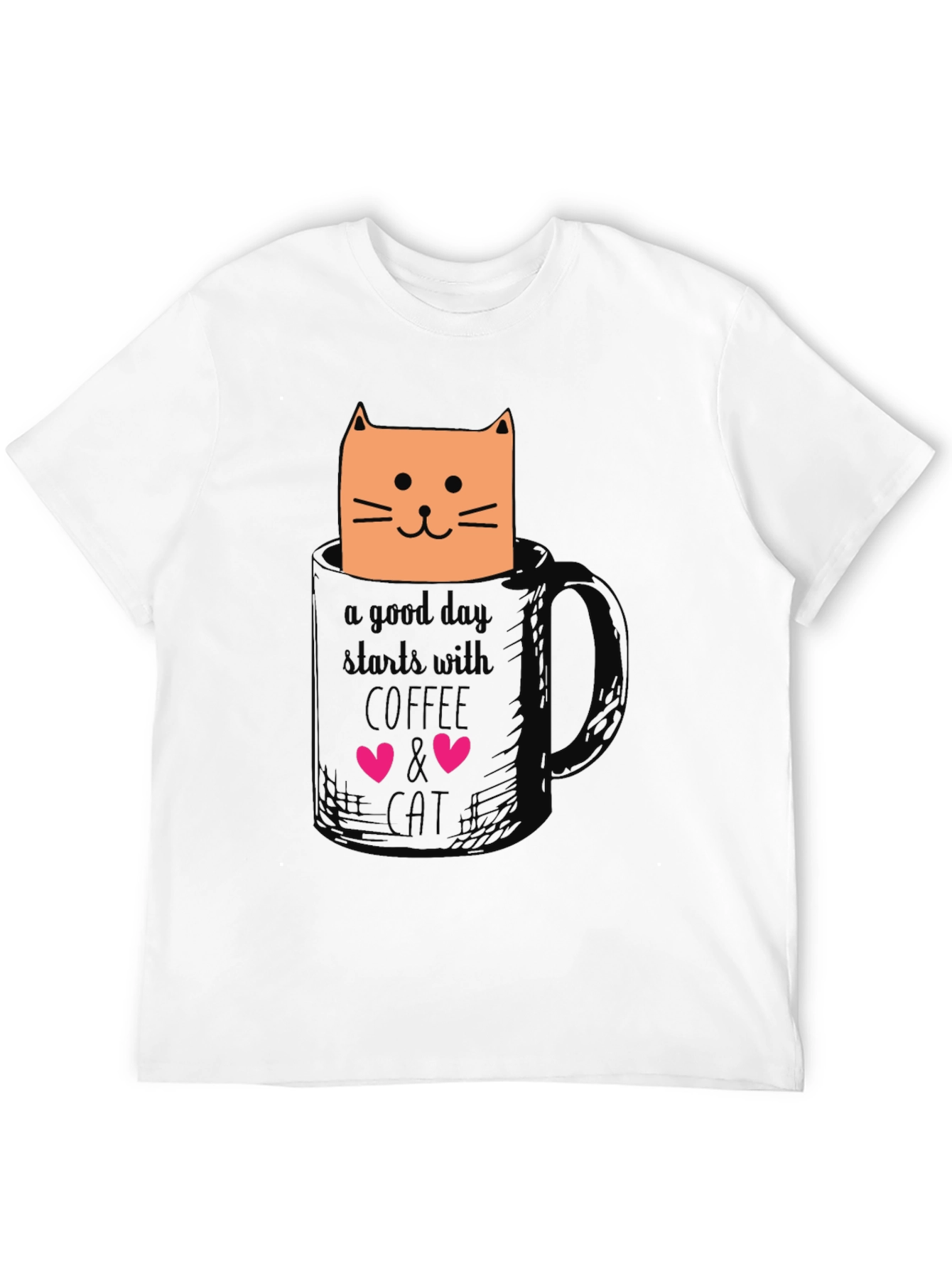 Coffee and Cat Graphic T-Shirt