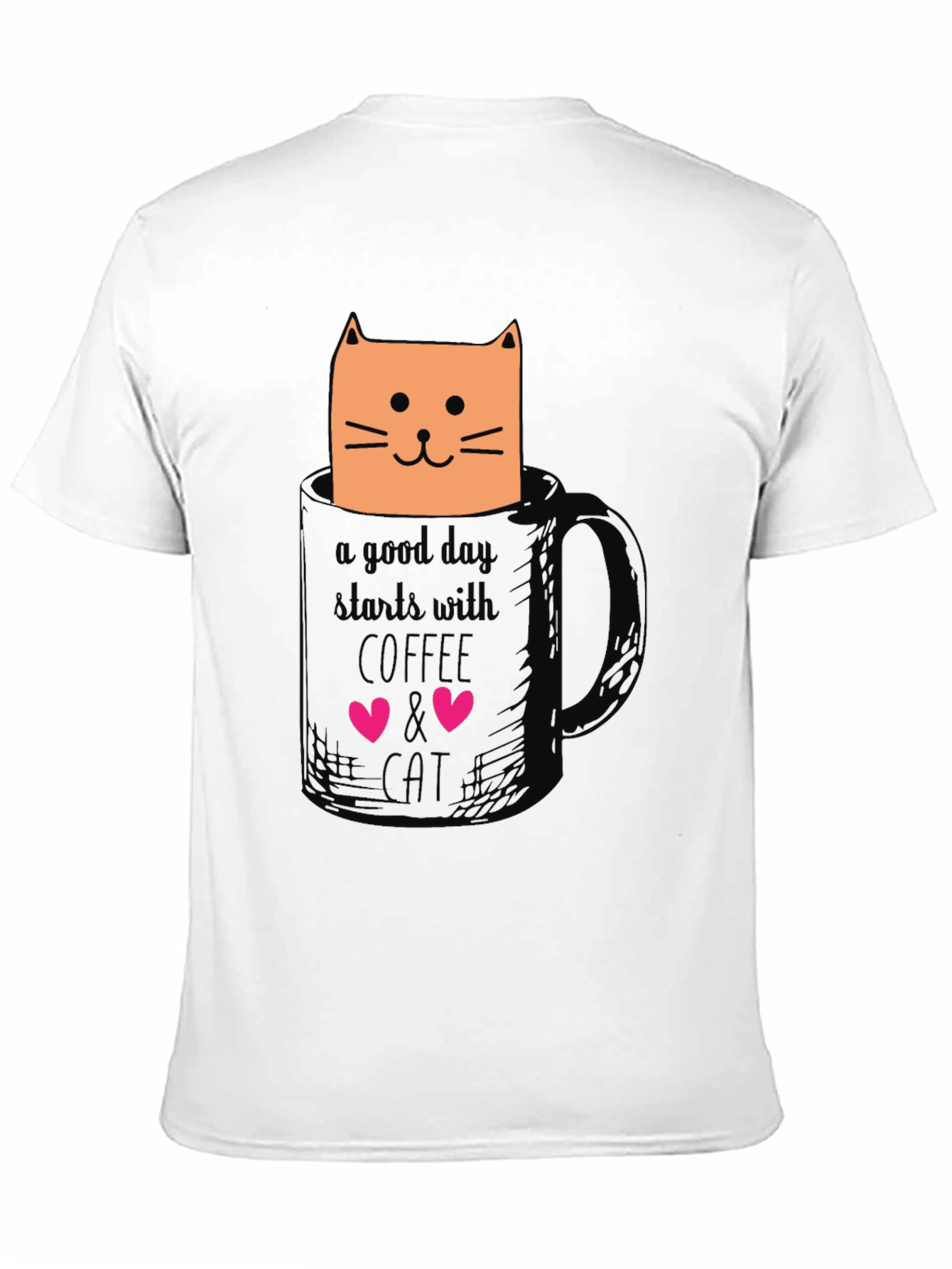 Coffee and Cat Graphic T-Shirt