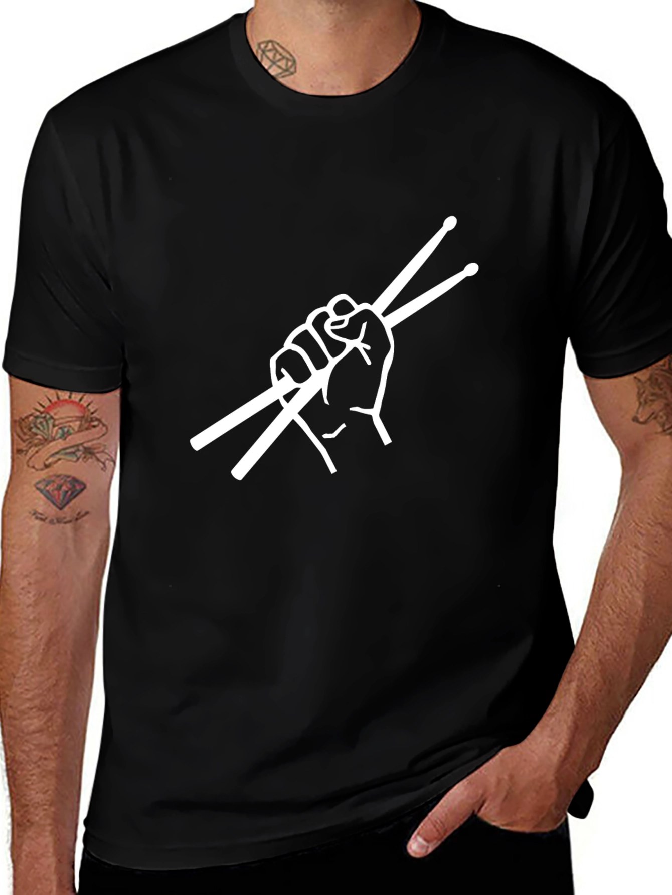 Drummers Hand T-Shirt - Black Cotton Tee