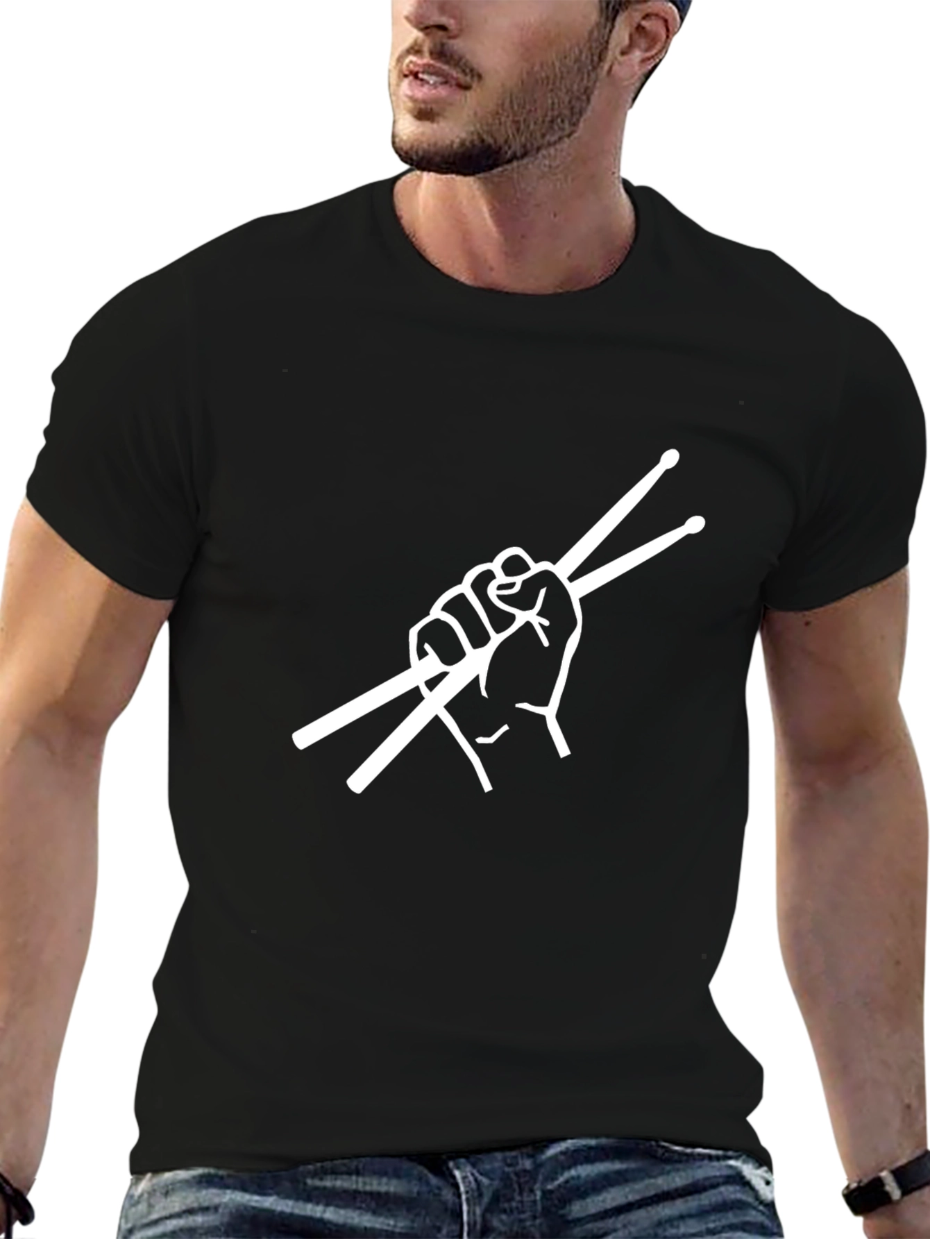 Drummers Hand T-Shirt - Black Cotton Tee