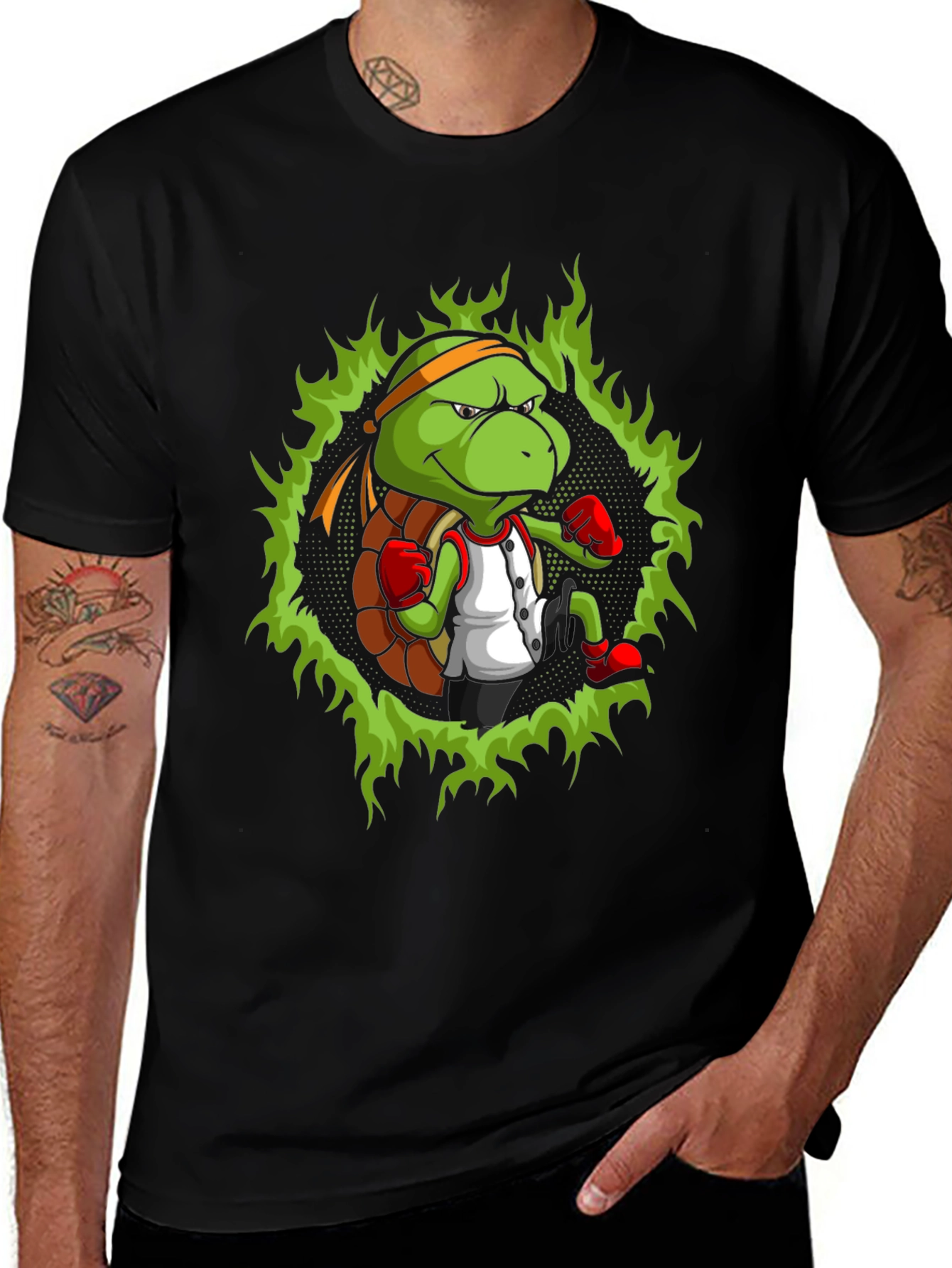 Turtle Ninja Boxer T-Shirt - Cool Cartoon Design