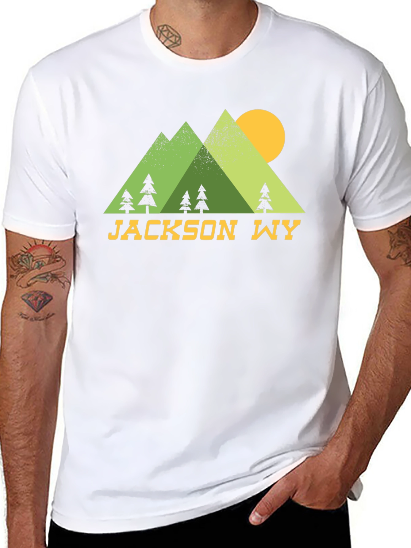 Jackson WY Mountain Scene Graphic T-Shirt