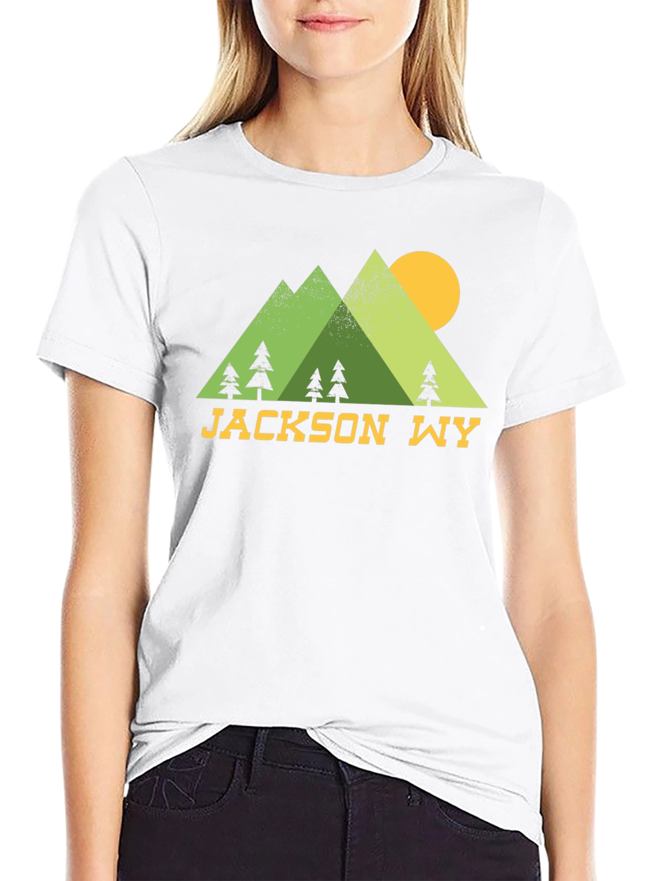 Jackson WY Mountain Scene Graphic T-Shirt