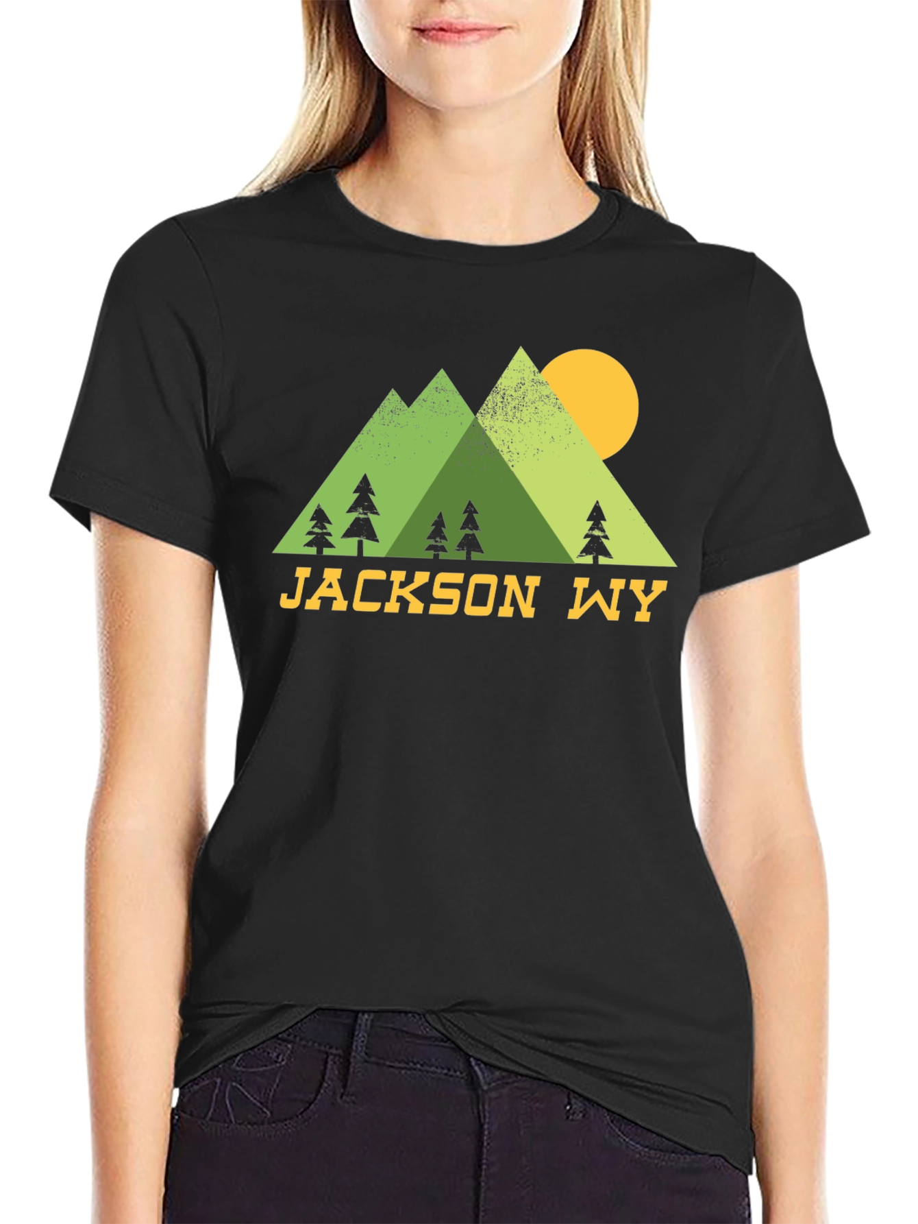Jackson WY Mountain Scene Graphic T-Shirt