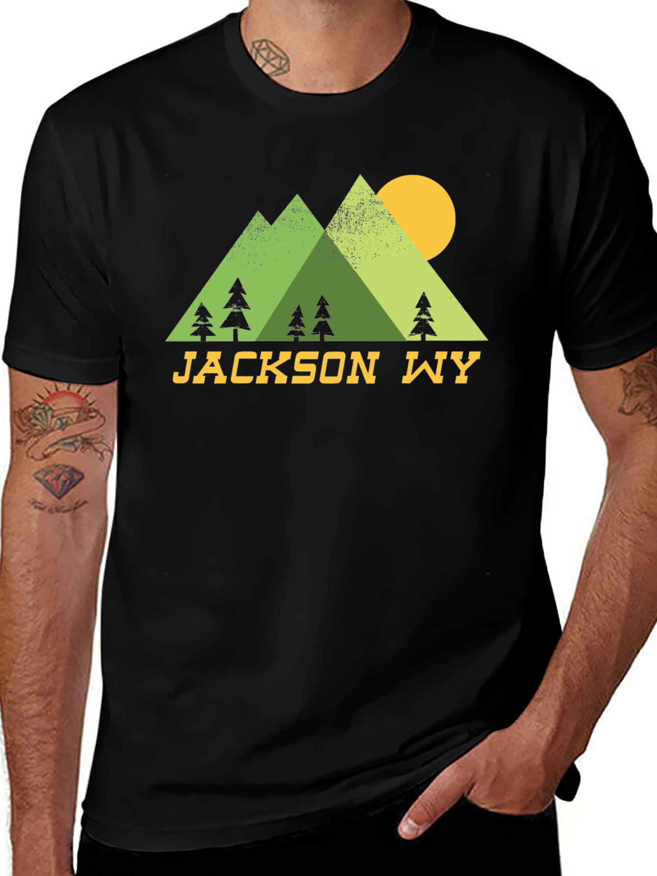Jackson WY Mountain Scene Graphic T-Shirt