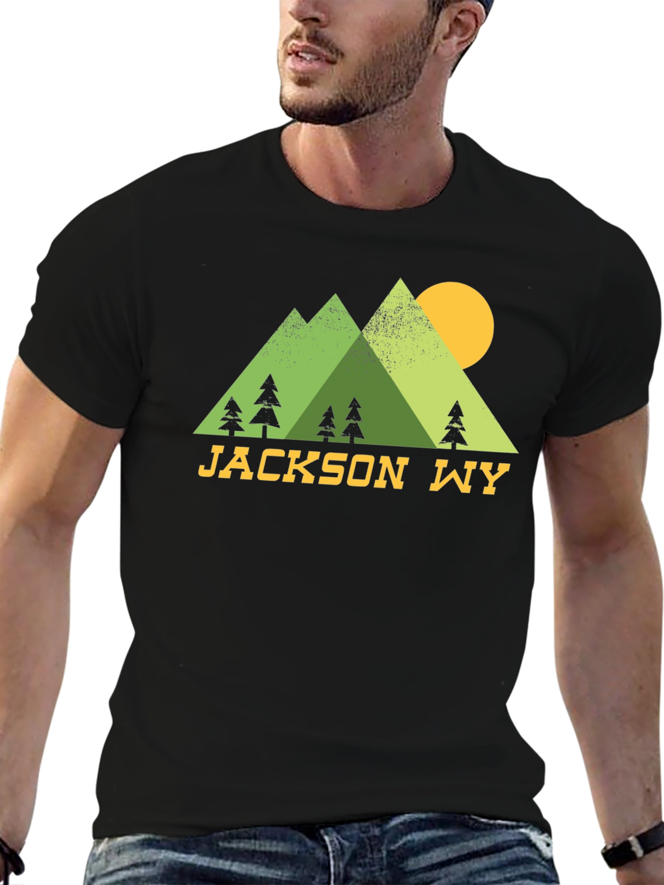 Jackson WY Mountain Scene Graphic T-Shirt