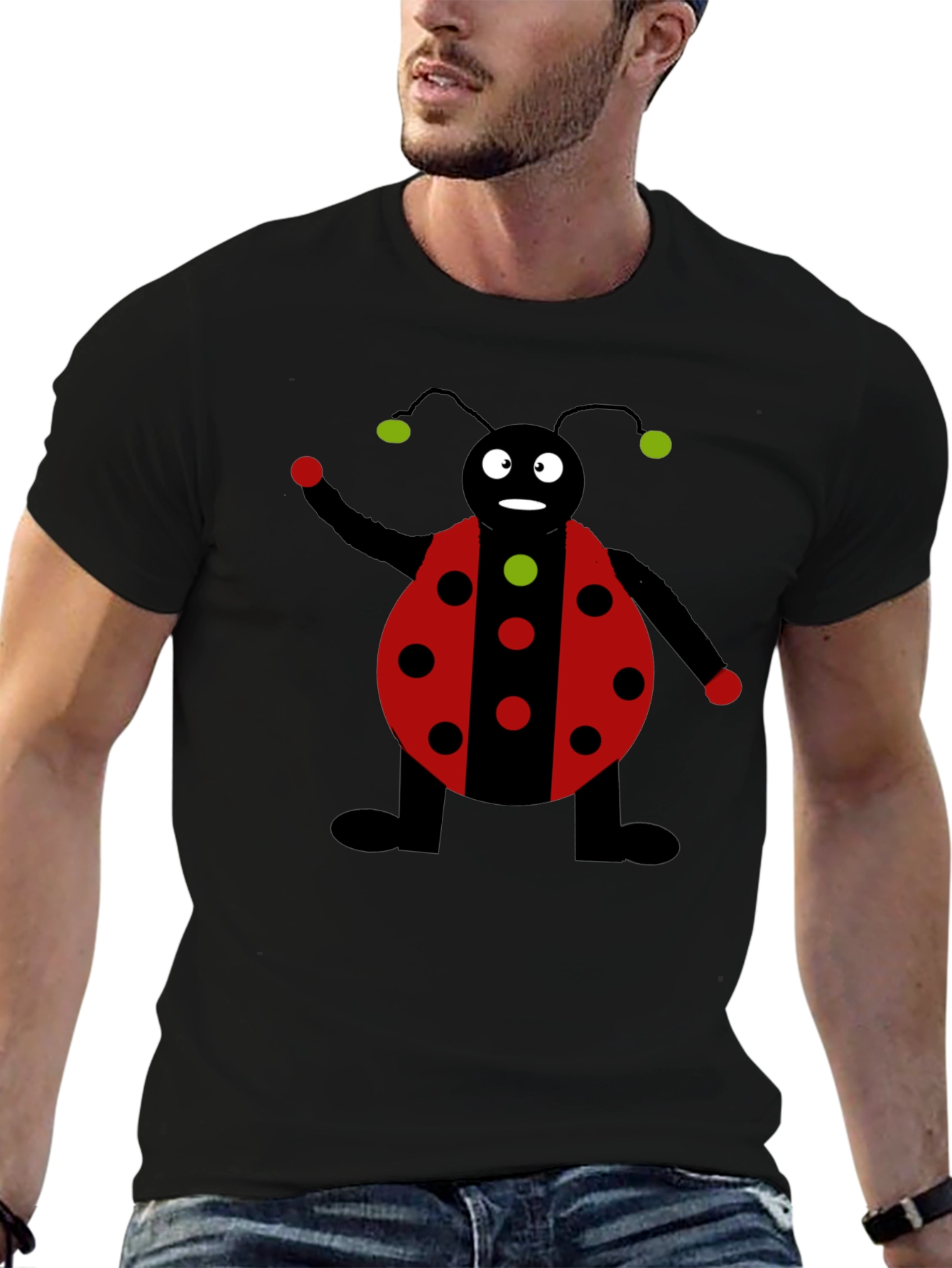 Ladybug Graphic Black T-Shirt