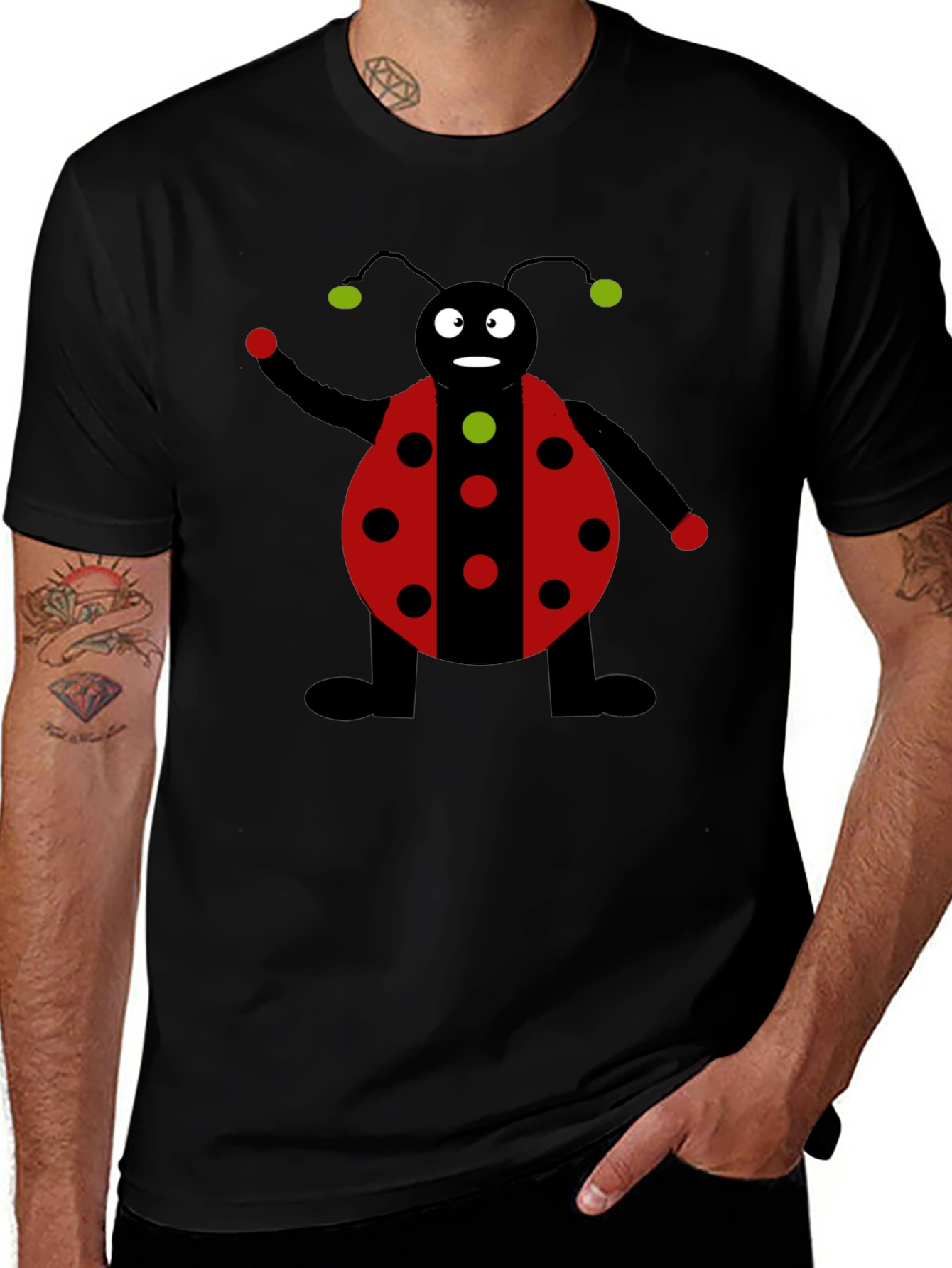 Ladybug Graphic Black T-Shirt