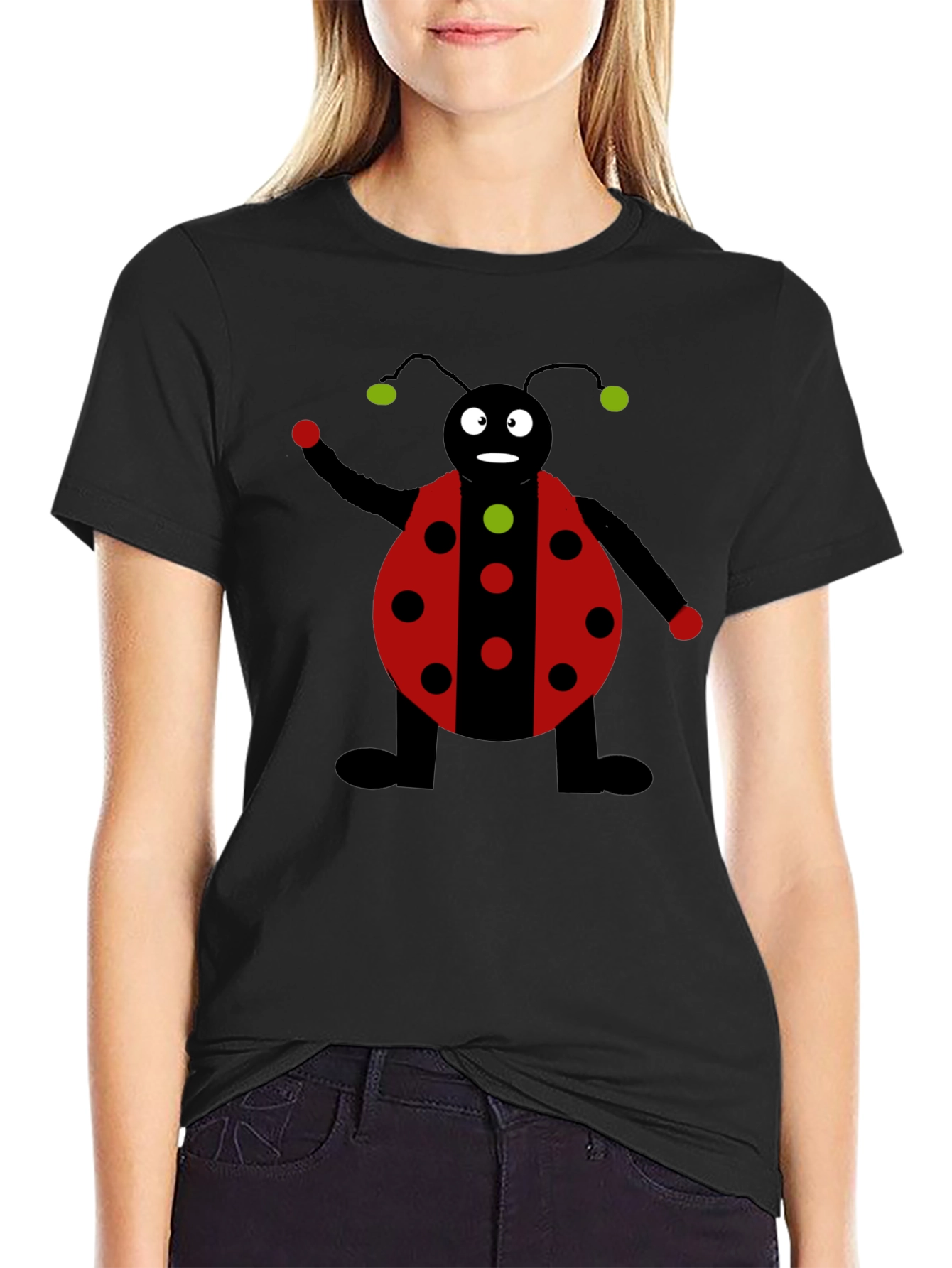 Ladybug Graphic Black T-Shirt