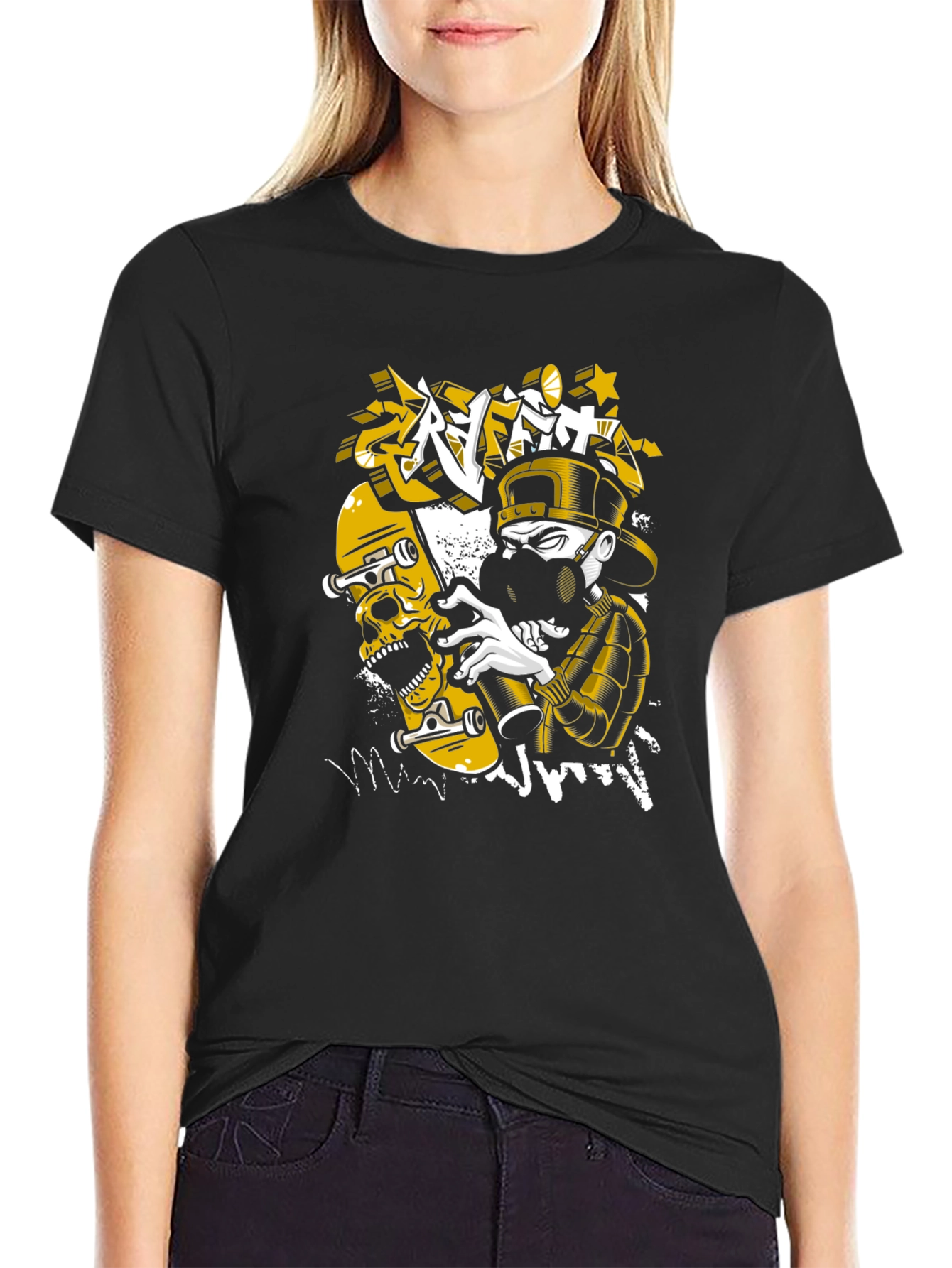 Skull Graffiti T-Shirt - Urban Style