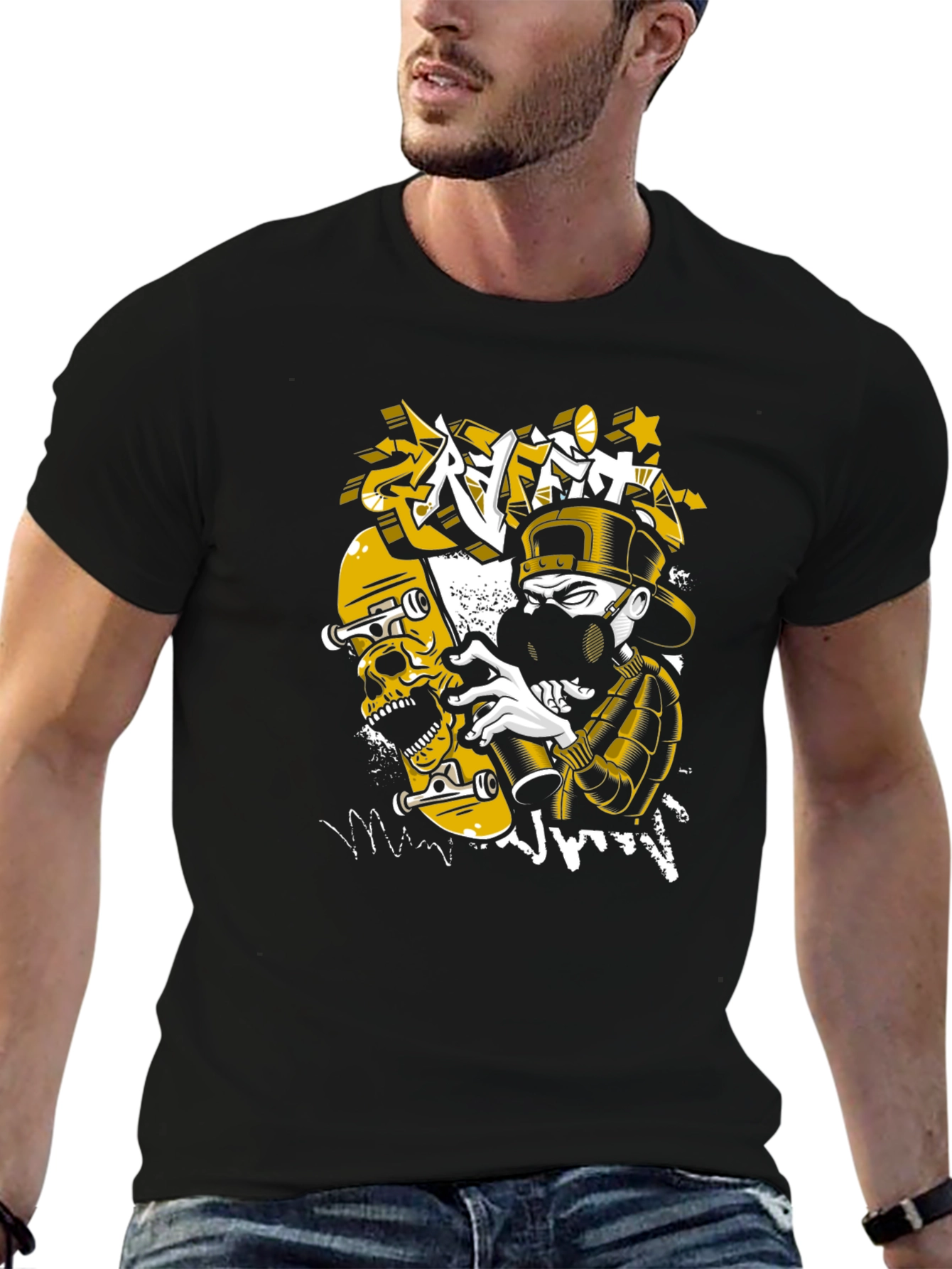 Skull Graffiti T-Shirt - Urban Style