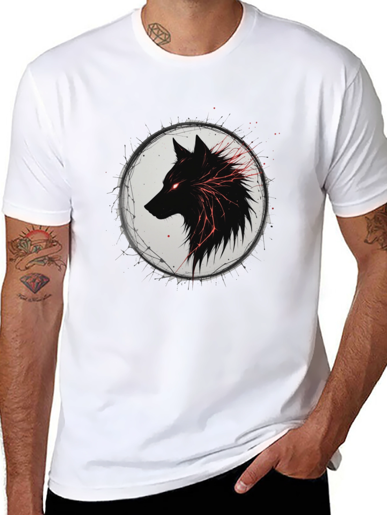 Black Wolf Graphic Tee - Mens Fashion
