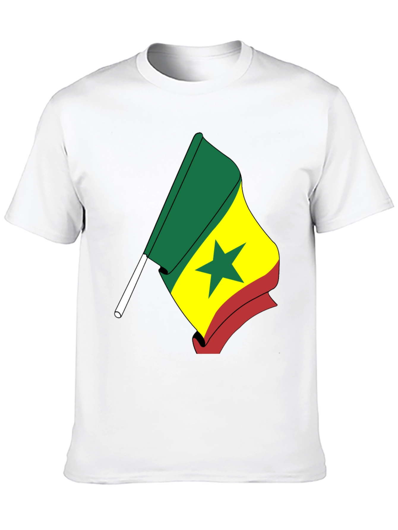 Senegal Flag Graphic T-Shirt - Black Crew Neck Tee