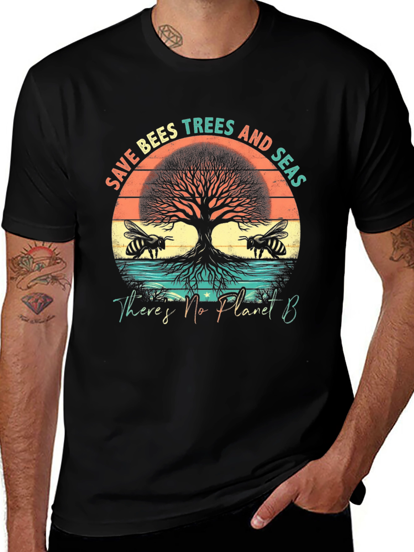 Save Bees Trees Seas T-Shirt - Planet B