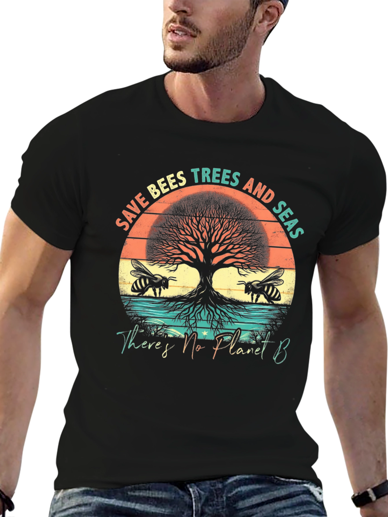 Save Bees Trees Seas T-Shirt - Planet B