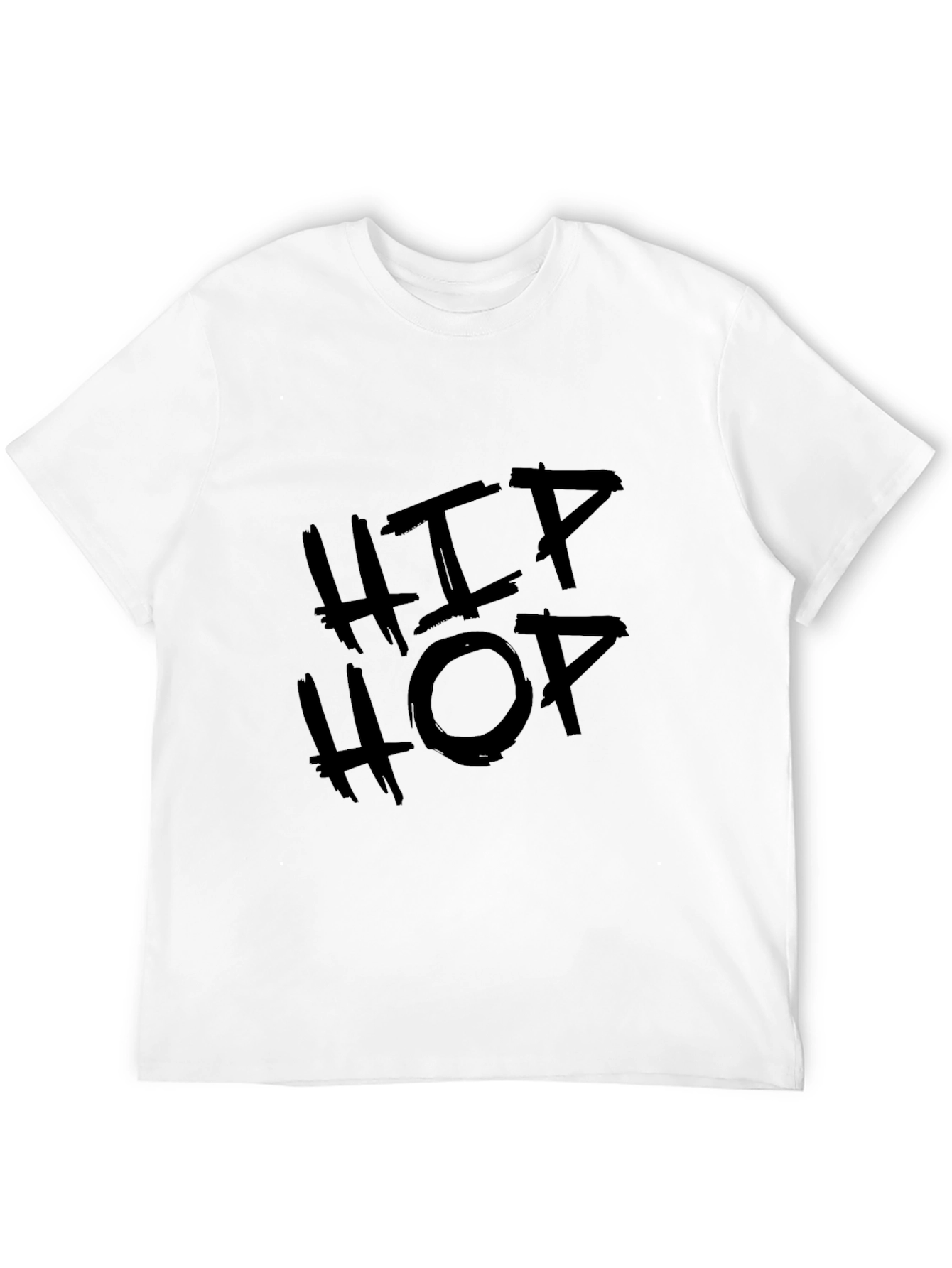 Hip Hop Graphic Tee - Black Cotton T-Shirt