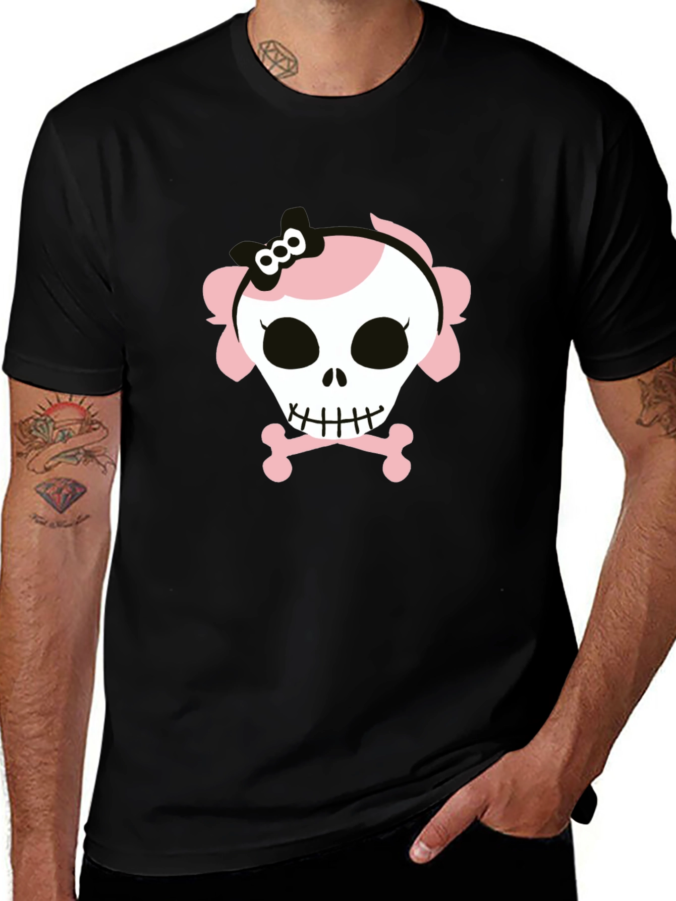 Skull and Crossbones Graphic Tee - Black
